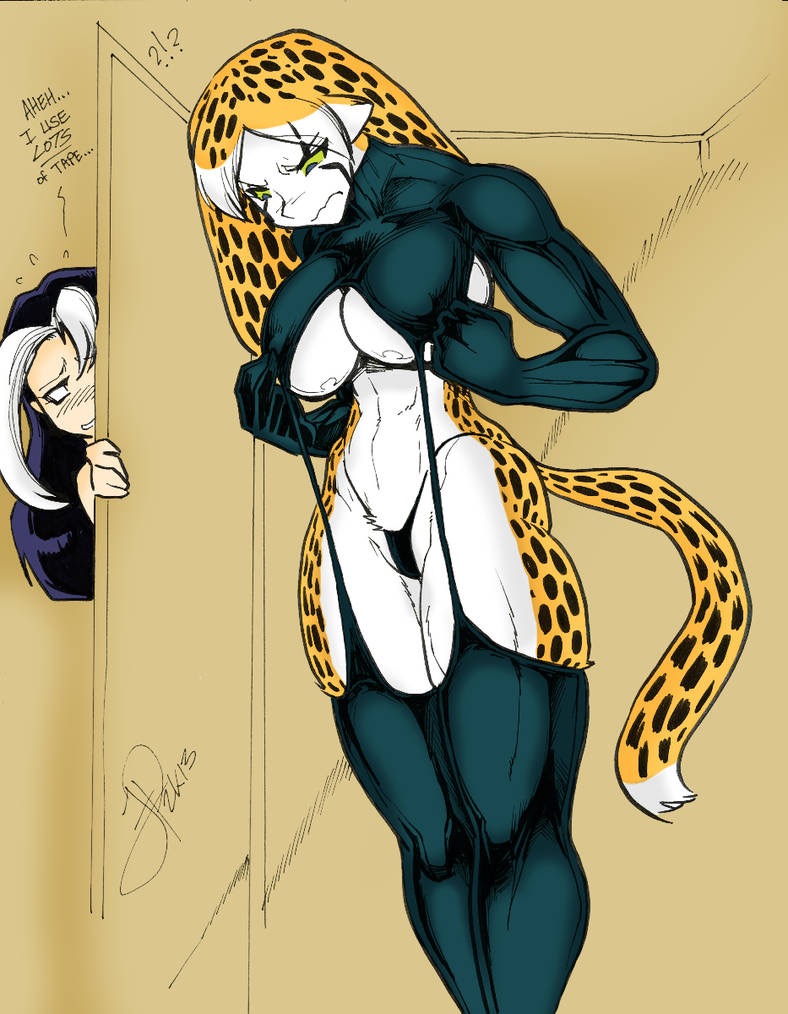 ayane_anno big_breasts blush brittany_diggers cheetah feline fred_perry furry gold_digger green_eyes large_breasts long_hair multicolored_hair muscular muscular_female nipples_visible_through_clothing tail