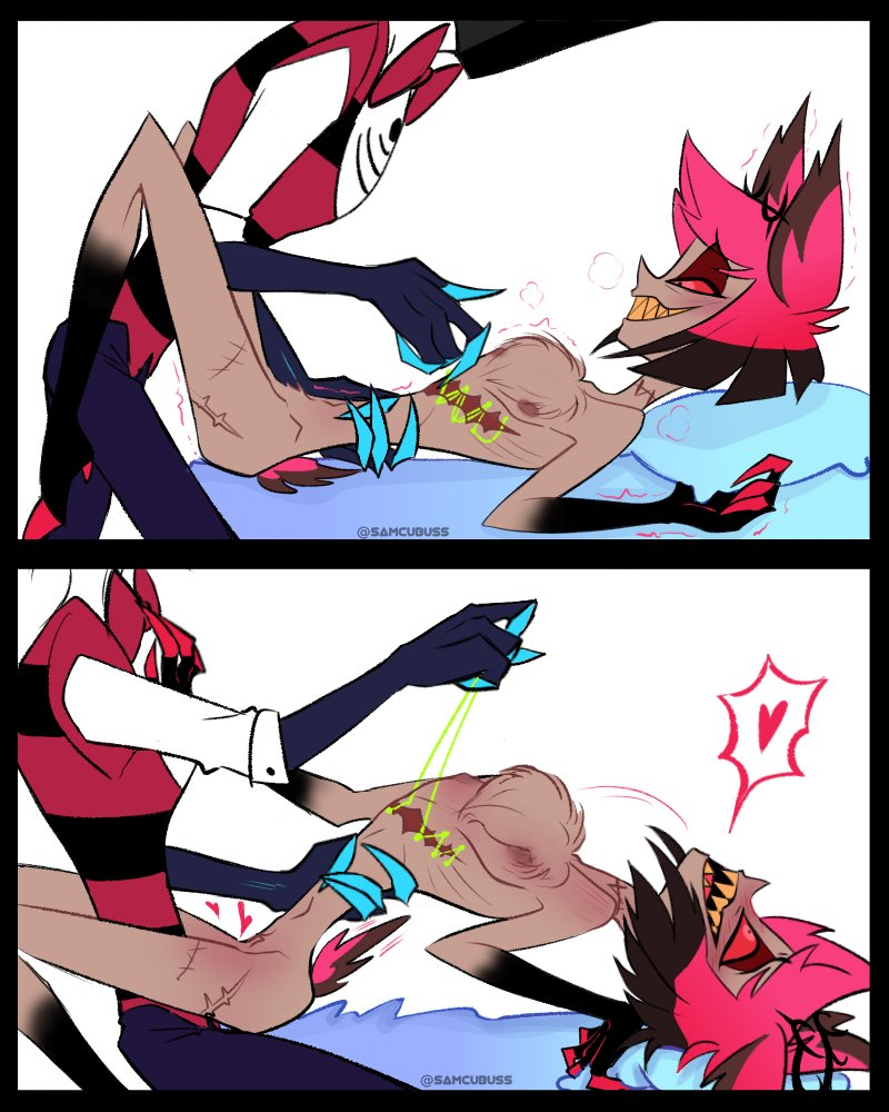 2boys alastor_(hazbin_hotel) faceless_male gay hazbin_hotel nude nude_male samcubuss stitches vox_(hazbin_hotel)