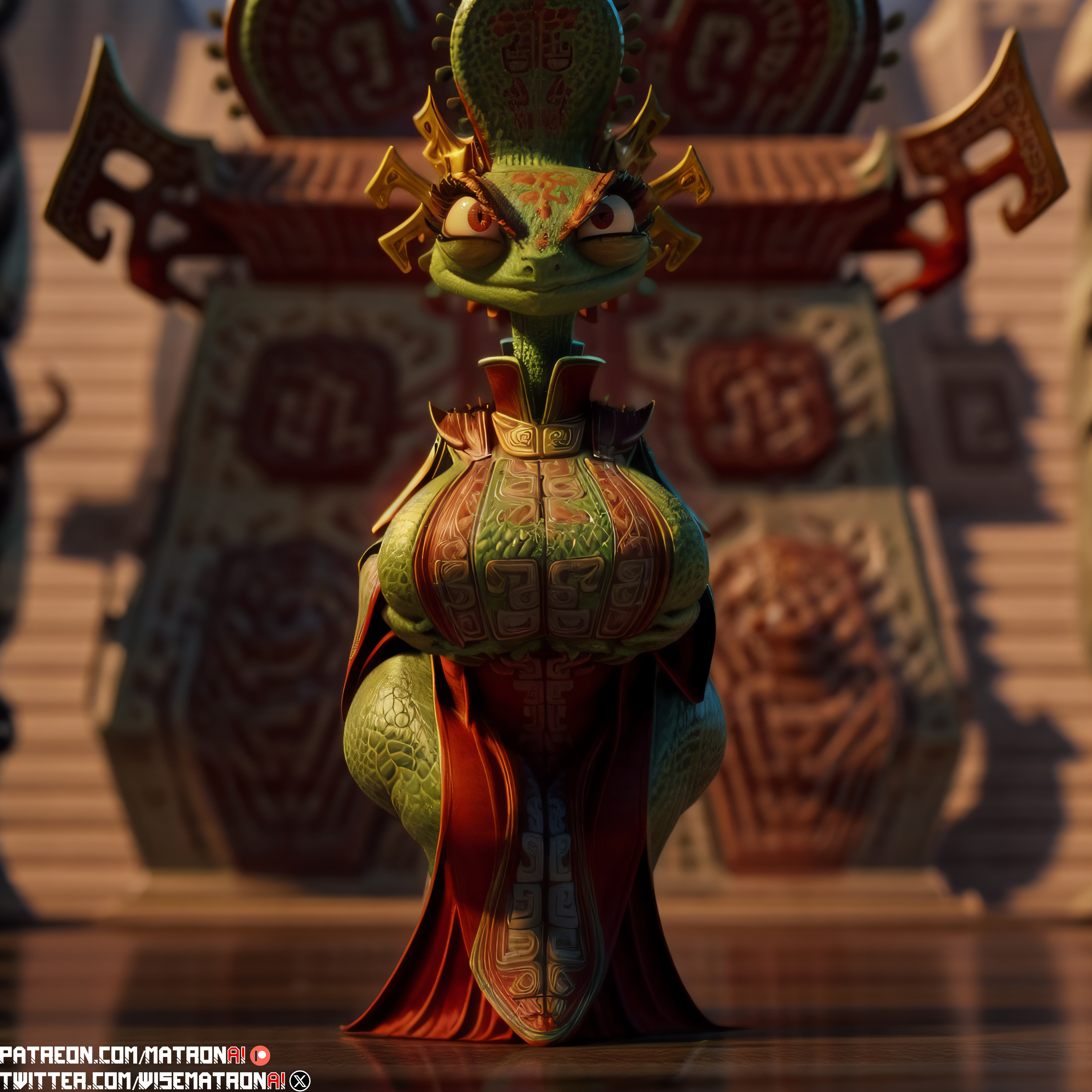 1girls, 4k, ai generated, anthro, ass, breasts, chameleon, chameleon (kung fu panda), clothed, clothing, dreamworks, dress, female, female only, front view, gilf, highres, hips, huge breasts, huge hips, huge thighs, kung fu panda, large breasts, massive thighs, matronai (artist), mature, mature female, patreon, patreon username, pinup, reptile, scalie, slightly chubby, slightly chubby female, solo, solo female, solo focus, stable diffusion, thick, thick ass, thick thighs, thighs, twitter username, villain, wide hips