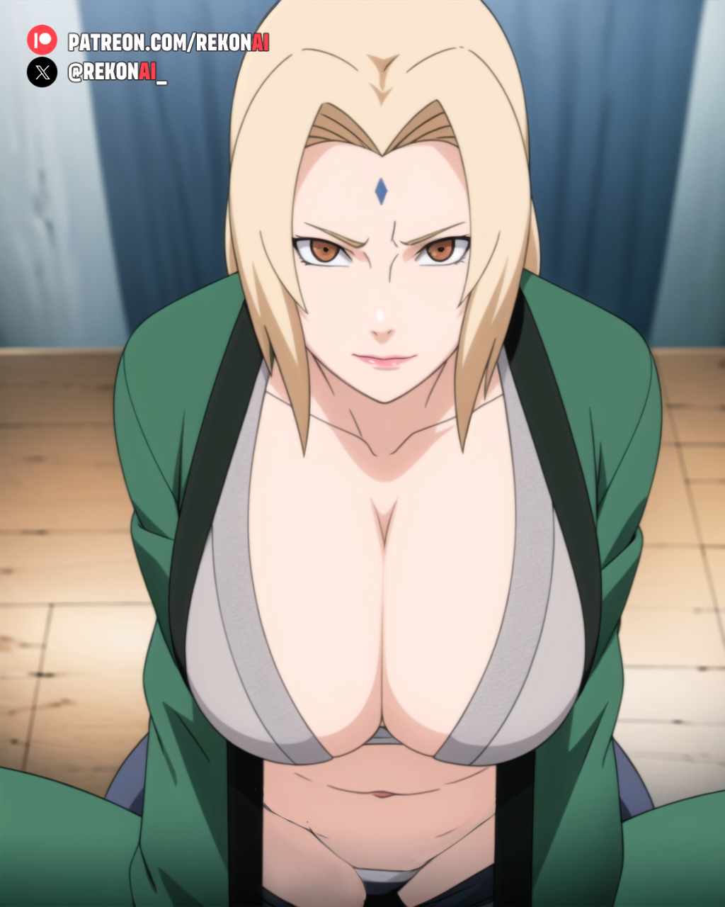 1girls 2d ai_generated almost_naked almost_nude big_breasts blonde_hair bra brown_eyes coat female female female_focus female_only female_protagonist from_above from_front_position hokage hokage_office huge_breasts large_breasts light-skinned light-skinned_female light_skin long_hair looking_at_viewer naruto naruto_(series) naruto_shippuden pale-skinned_female pale_skin panties pov pov_eye_contact rekonai shounen_jump smirk smirking smirking_at_viewer table tagme teacher thick_hips thick_legs thick_lips thick_thighs tsunade uncensored underwear vagina yellow_hair