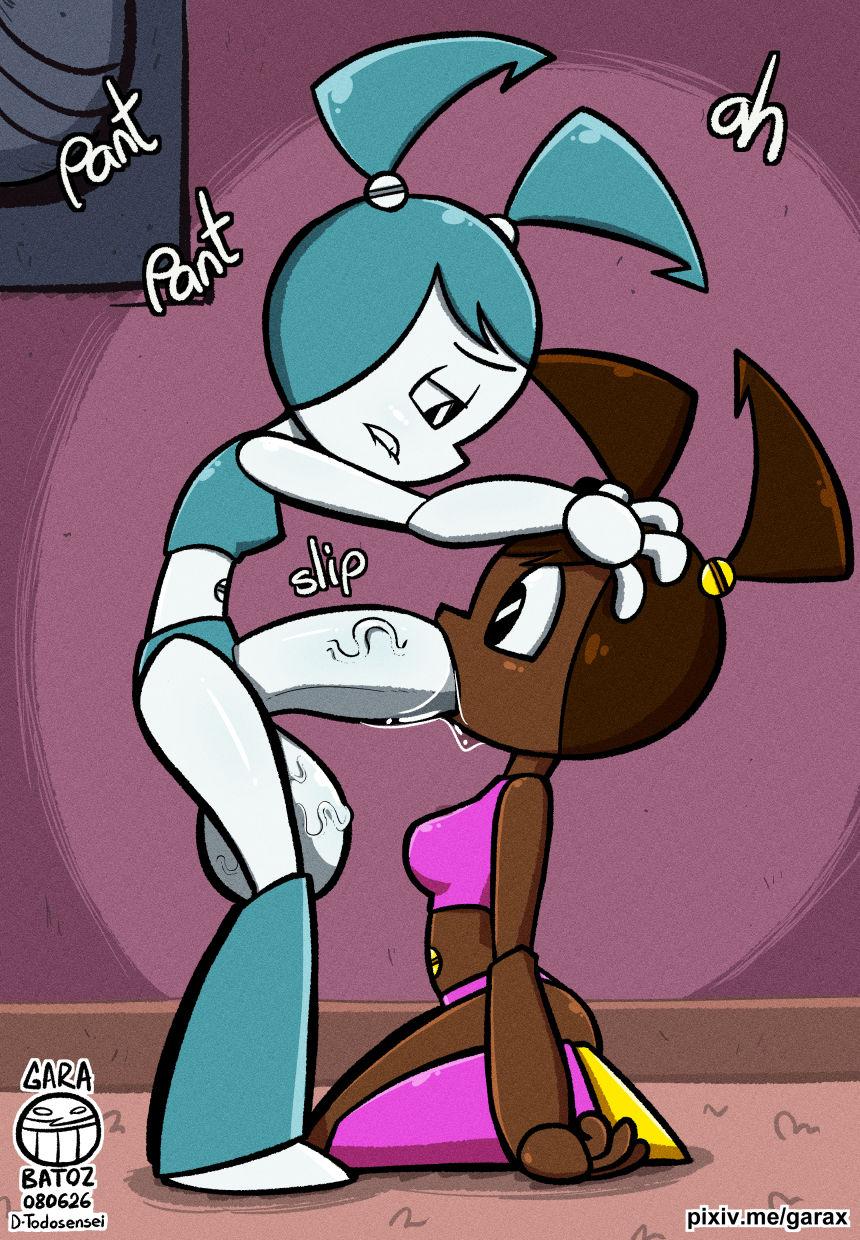2girls, balls, big ass, big penis, blowjob, futanari, garabatoz, jenny wakeman, my life as a teenage robot, robot girl, source request, veiny balls, veiny penis, xj-9, year request