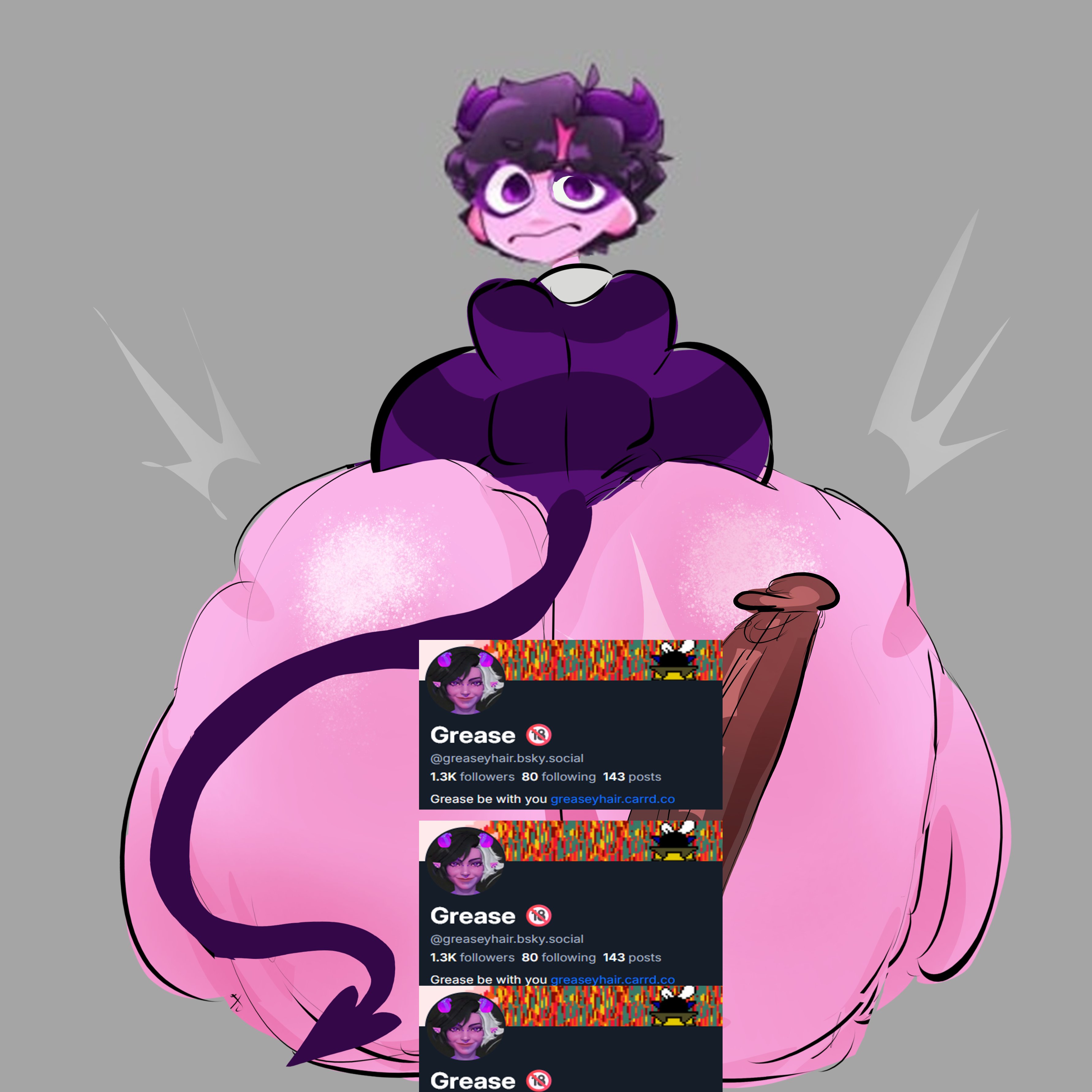 bluesky, bluesky handle, cellulite, censored, greaseyhair, grey background, huge ass, jellybean (mcyt), mcyt, minecraft, minecraft youtubers, thick thighs, tiktok, tiktoker, twitch, twitch streamer, twitch.tv, twitter, twitter username, wide hips, youtube, youtuber, youtubers
