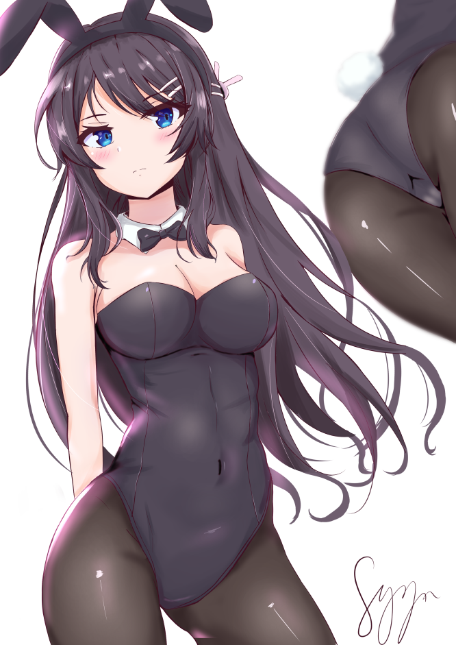 1girls, ass, black hair, blue eyes, breasts, bunny ears, bunnysuit, female, female only, human, sakurajima mai, seishun buta yarou wa bunny girl senpai no yume wo minai, thighs
