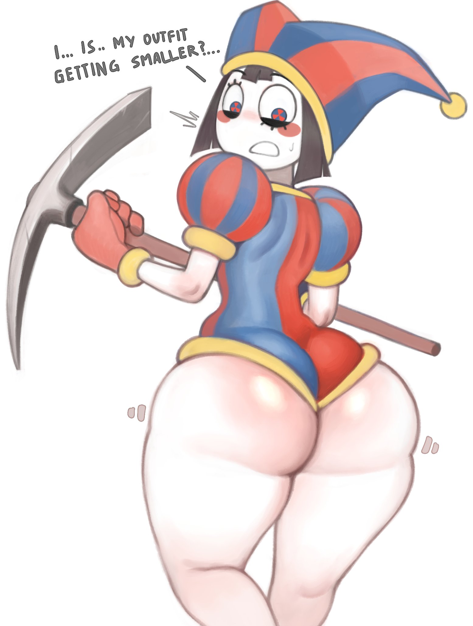 1girls, ass, ass bigger than head, ass crack, ass focus, ass up, big ass, big thighs, bubble ass, bubble butt, curvy, curvy body, curvy female, curvy figure, curvy hips, dialogue, fat ass, female, glitch productions, huge ass, kelvin hiu, oversized ass, oversized butt, pinup, plapbait, plump, plump ass, pomni (the amazing digital circus), revealing clothes, shortstack, solo, the amazing digital circus, thick ass, thick legs, thick thighs, thighs, thunder thighs, thunderthighs, wide hips, wide thighs, wobble meat