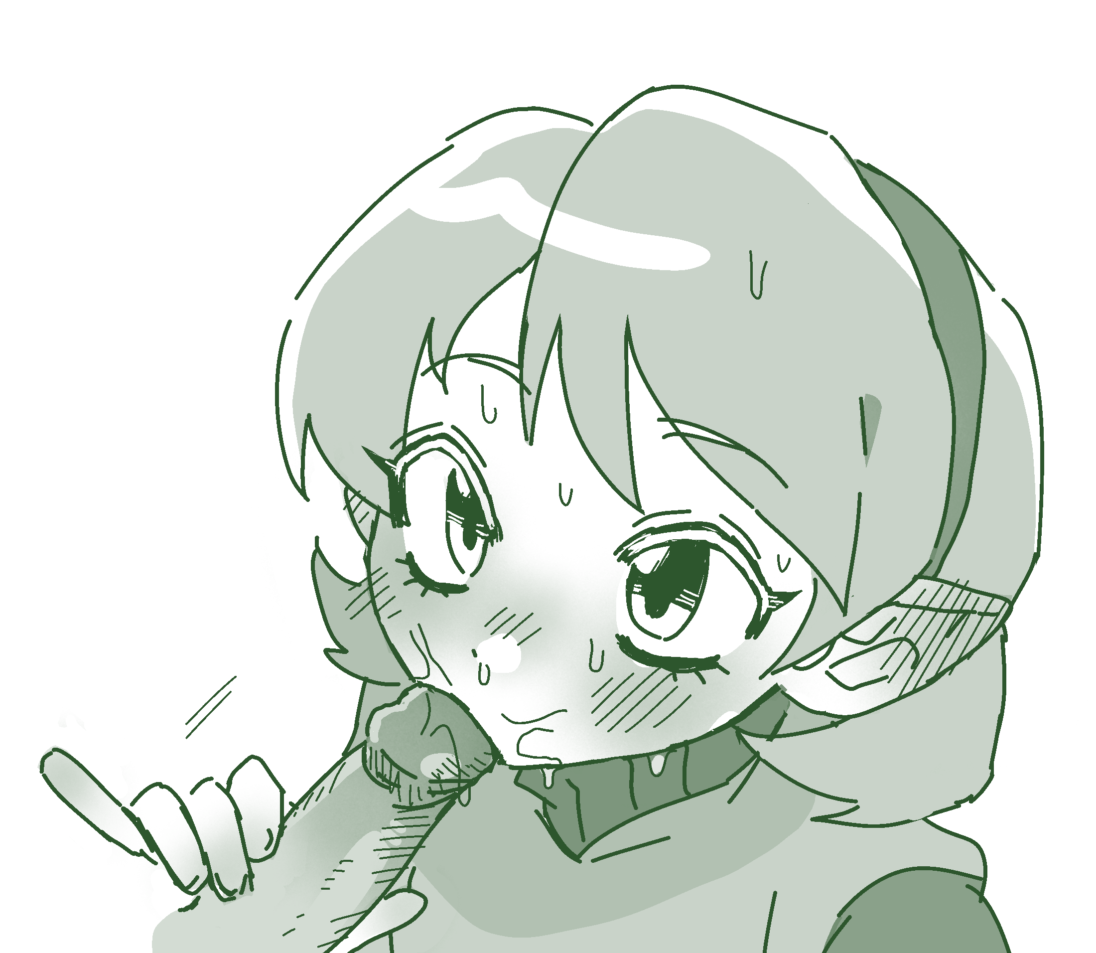 1boy, 1girls, blowjob, blush, fellatio, female, kokiri, melonpan, nintendo, ocarina of time, oral, penis, pinkmelon, saria, sweat, the legend of zelda