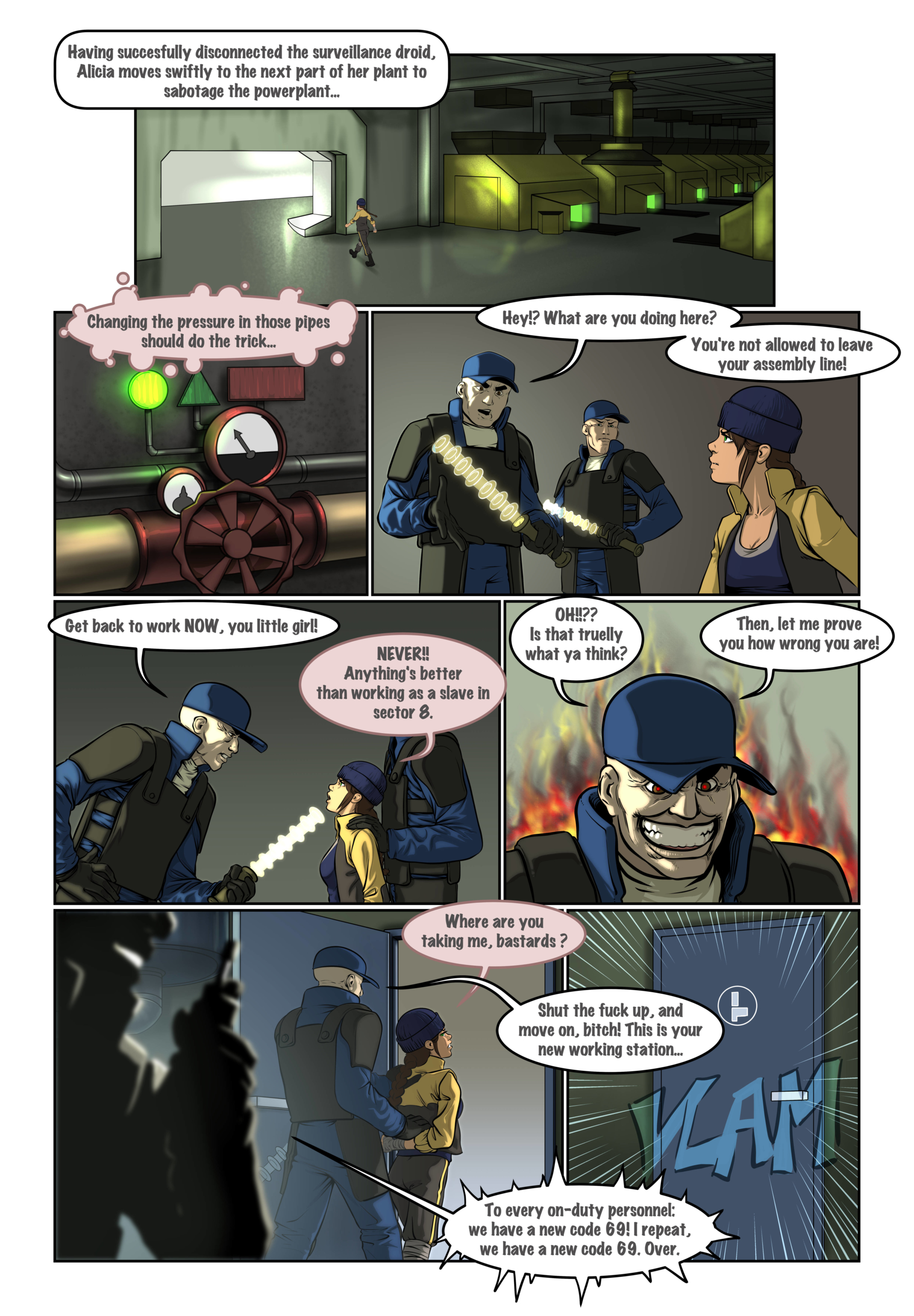 1girls, 3boys, alicia van volish, ar k, comic, female, male, studio-pirrate (rosselito)