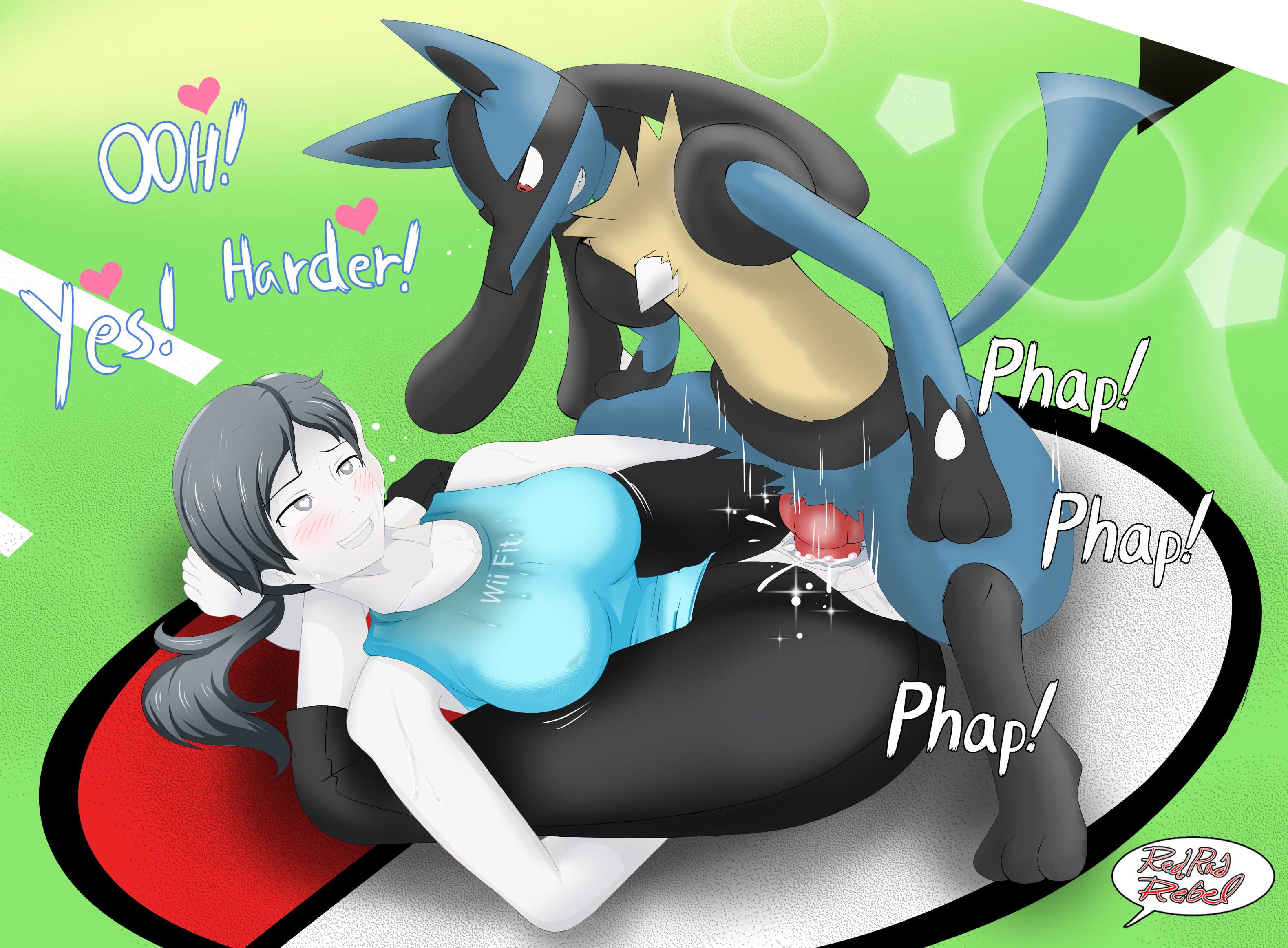 1boy, 1girls, crossover, cum, cum in pussy, cum inside, female, female human, femsub, human, interspecies, lucario, male, male lucario, male pokemon, male pokemon/female human, male/female, maledom, pokemon, pokemon (species), pokemon dppt, pokephilia, pussy, redradrebel, sex, super smash bros., tagme, white skin, white-skinned female, wii fit, wii fit trainer, wii fit trainer (female)
