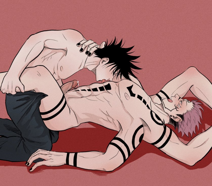 2boys, 4 arms, anal, anal sex, bare arms, bare chest, bare shoulders, bare thighs, black hair, black nail polish, black nails, clothing, cum, fushiguro megumi, gay, jujutsu kaisen, male, male only, male penetrating, male penetrating male, male/male, multi arm, multi limb, muscular, muscular male, nail polish, nude, nude male, pants, penetration, penis, ryoumen sukuna (jujutsu kaisen), small dom big sub, tongue, tongue out, yaoi