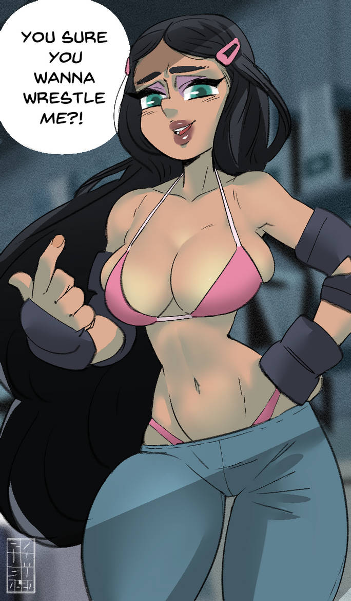 1girls armpits ass athletic athletic_female bare_midriff biceps big_ass big_breasts big_eyes black_hair blue_clothing blue_jeans blue_pants bra breasts bust busty caucasian chest cleavage clothed clothing curvaceous curvy curvy_figure danny_phantom dark_hair deltoids digital_media_(artwork) english_text eyebrows eyelashes eyes female female_focus fighting_gloves fingerless_gloves fit fit_female front_view gesture gloves green_eyes hair hairclip hairclips hand_gesture hand_on_hip highleg highleg_panties hips hourglass_figure huge_ass huge_breasts human index_finger_raised inviting jeans large_ass large_breasts latina leggings legs light-skinned_female lips long_hair messy_hair midriff muscular_male navel navel_line nickelodeon oblique_edge padded_gloves panties paulina_sanchez pink_bra pink_hairclip pink_panties pink_thong pinup pose posing roumgu slender_waist slim slim_waist small_torso small_waist stomach_lines tan_skin teal_eyes text thick thick_hips thick_legs thick_thighs thighs thong tiny_waist toned toned_female upper_body vertical_navel very_long_hair voluptuous voluptuous_female waist watermark whale_tail wide_hips wrestling