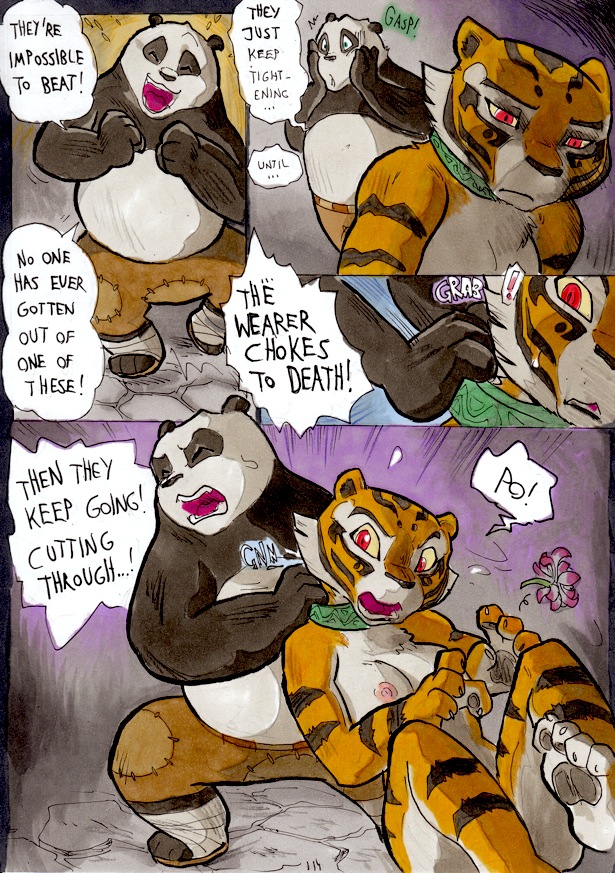 anthro ass better_late_than_never blush chains comic daigaijin english_text feline fur furry kung_fu_panda master_po_ping master_tigress page_114 panda pussy tail tiger