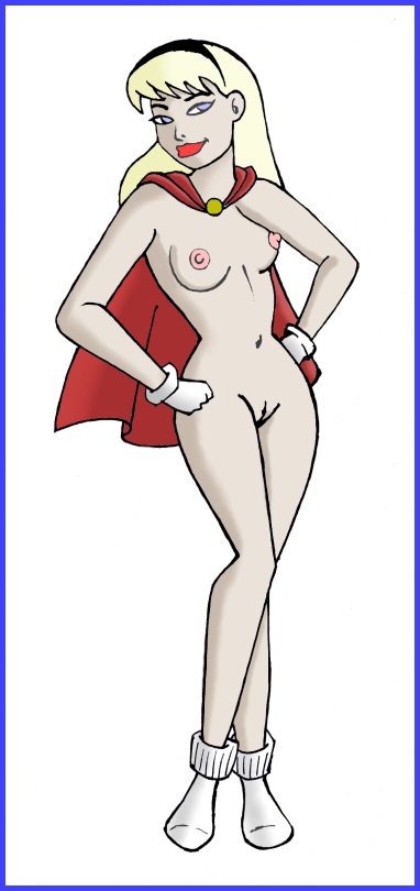 blonde_hair blue_eyes breasts cape dc dc_comics dcau female gloves hoaxman long_hair navel nipples pussy socks supergirl superman:_the_animated_series superman_(series)