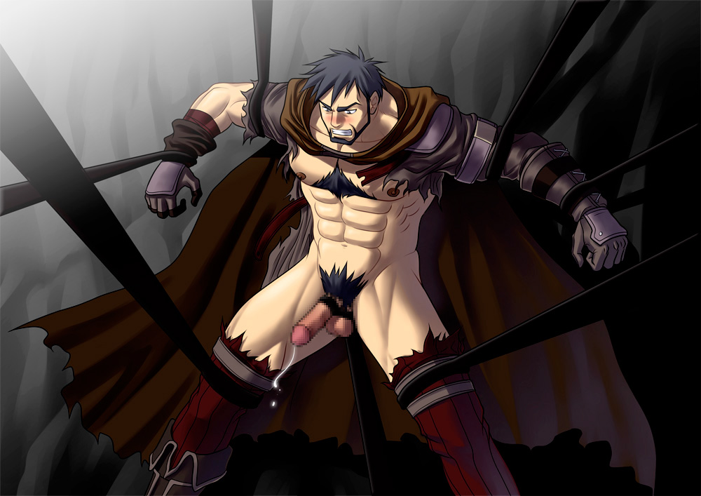 1boy abs aganzo arad_senki armored_gloves balls bara beard black_hair blush blushing body_hair boots brown_cape brown_nipples cape captured chest_hair cum cum_drip cum_dripping cum_dripping_from_penis dilf dungeon_and_fighter dungeon_fighter_online ejaculation facial_hair gay hairy hairy_chest hairy_male human human_only light-skinned_male light_skin looking_down male male_focus male_only mature mature_male mosaic_censoring muscles muscular muscular_male muscular_thighs nipples nude nude_male pubic_hair red_pants ripped_clothes ripped_clothing ripped_pants ripped_shirt six_pack solo solo_focus solo_male teeth teeth_clenched teeth_showing thick_thighs trapped