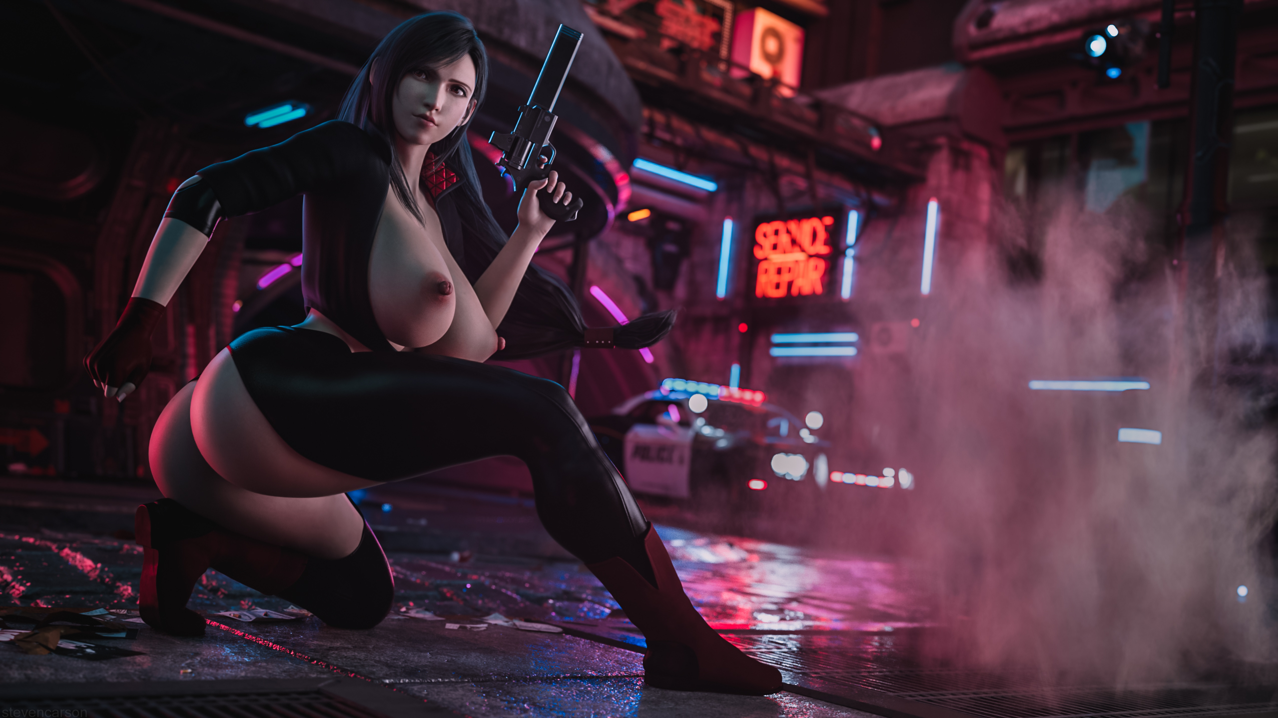 1girls, 3d, areolae, ass, big ass, big breasts, breasts, casual exposure, casual nudity, female, female only, final fantasy, final fantasy vii, functionally nude, huge breasts, nipples, nude, nude female, solo, solo female, stevencarson, tifa lockhart