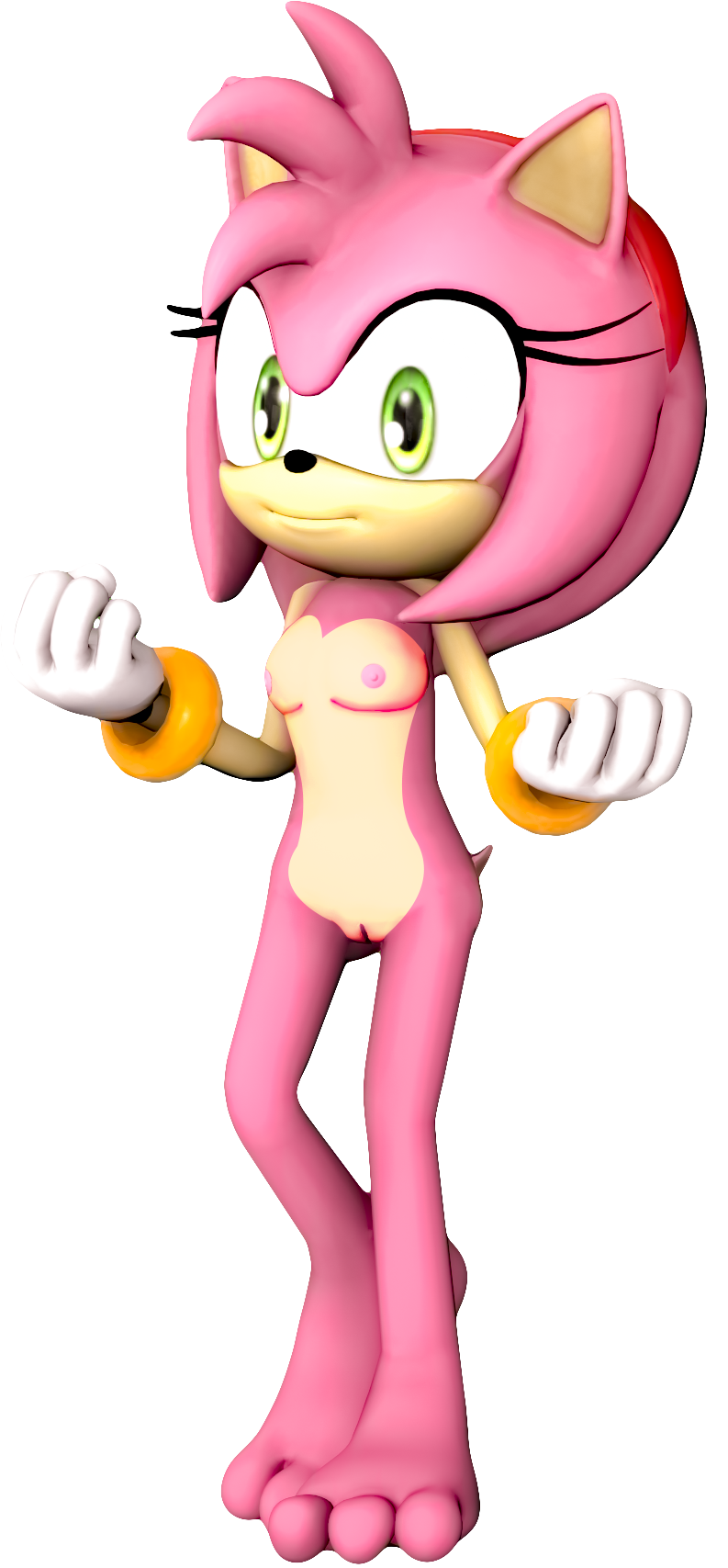 1girls 3d 3d_(artwork) 5_fingers amy_rose anthro barefoot black_nose breasts eyelashes feet fingers gloves green_eyes hair headband hedgehog navel nipples nude pink_body pink_hair png pussy rarequinez sega small_breasts sonic_(series) sonic_the_hedgehog_(series) standing tan_body