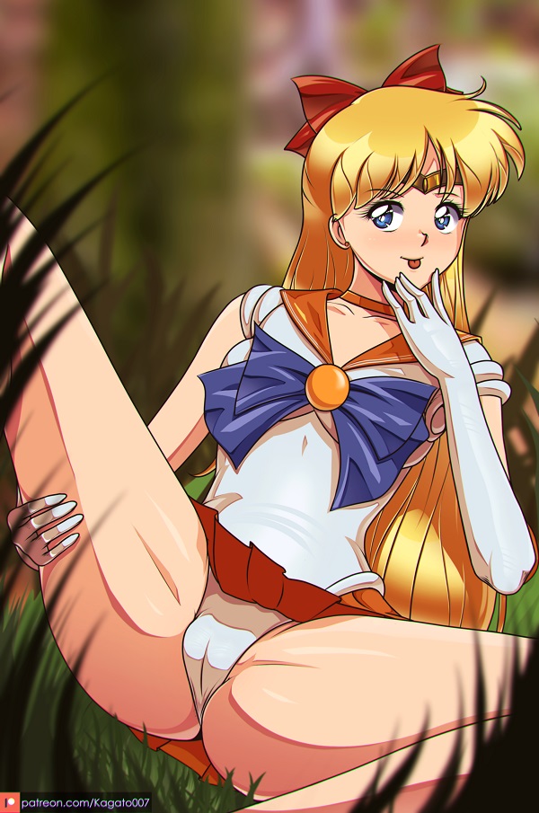 1girls, bishoujo senshi sailor moon, bodysuit, bow, breasts, cameltoe, clothed, clothing, female, female only, kagato007, minako aino, panties, presenting, pussy, sailor venus, skirt, small breasts, solo, solo female, tongue, tongue out, upskirt
