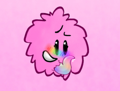 artist_request battle_for_bfdi battle_for_dream_island blush cum floating fluffy futanari inanimate_object object_shows pink_background pink_fur pom_poms puffball_(bfdi) rainbow rainbow_blush rainbow_penis smile solid_color_background solo solo_futa tentacle tentacle_penis unusual_anatomy unusual_genitalia unusual_penis