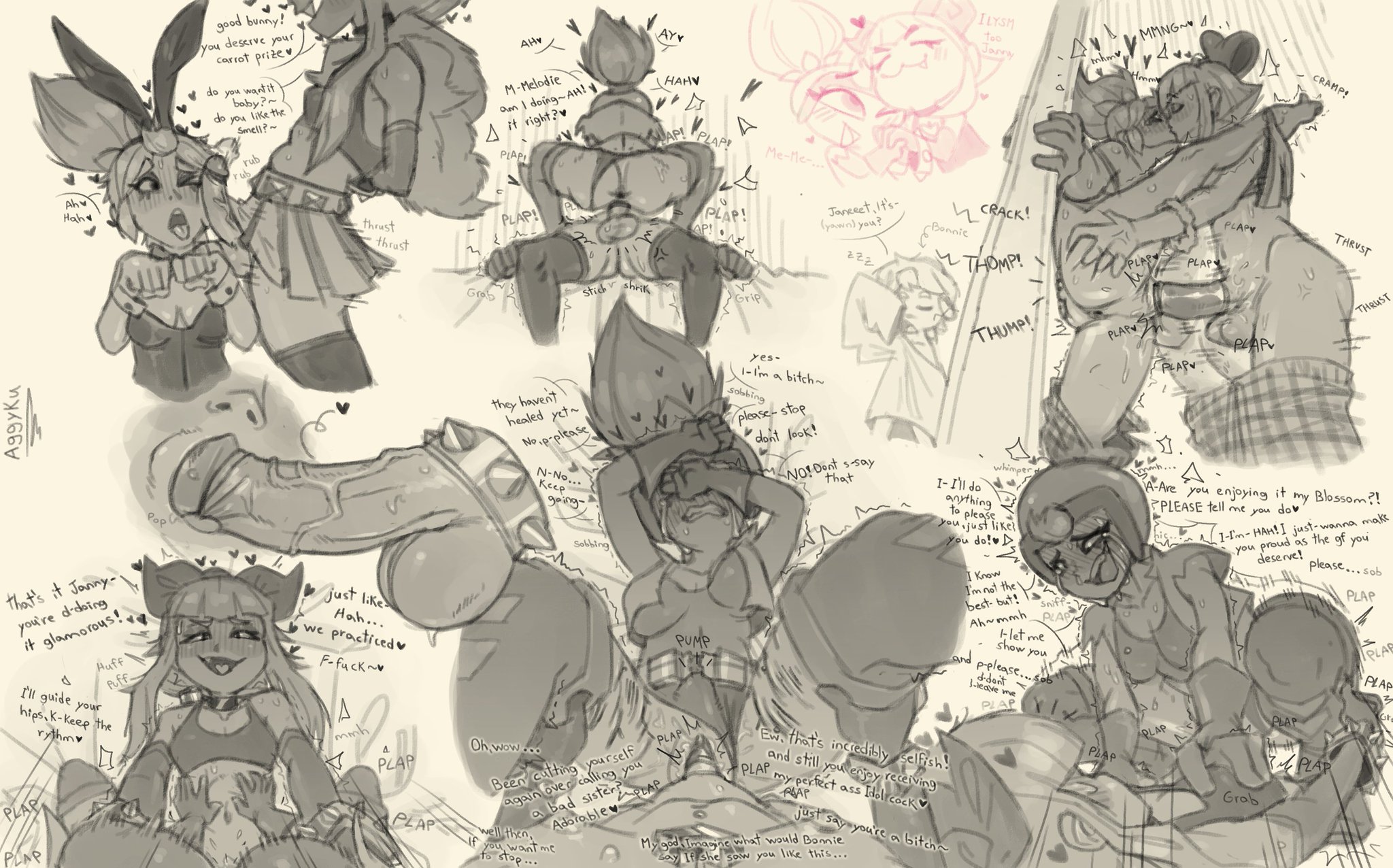 1futa, 1girls, 2026, age difference, artist request, ass, balls, big ass, big breasts, big butt, big penis, blush, blush face, blush lines, blushing, blushing female, blushing futa, brawl stars, breasts, bunny ears, cock ring, condom, cowgirl position, crying, crying with eyes open, dialogue, dirty talk, duo, english text, female, female penetrated, femsub, futa on female, futadom, futanari, heart, janet (brawl stars), kissing, kissing while penetrated, melodie (brawl stars), multiple poses, naked, penetration, penis, plap, pleated skirt, ponytail, pussy, riding penis, sex, spiked bracelet, text, thick thighs, vaginal penetration, veiny penis