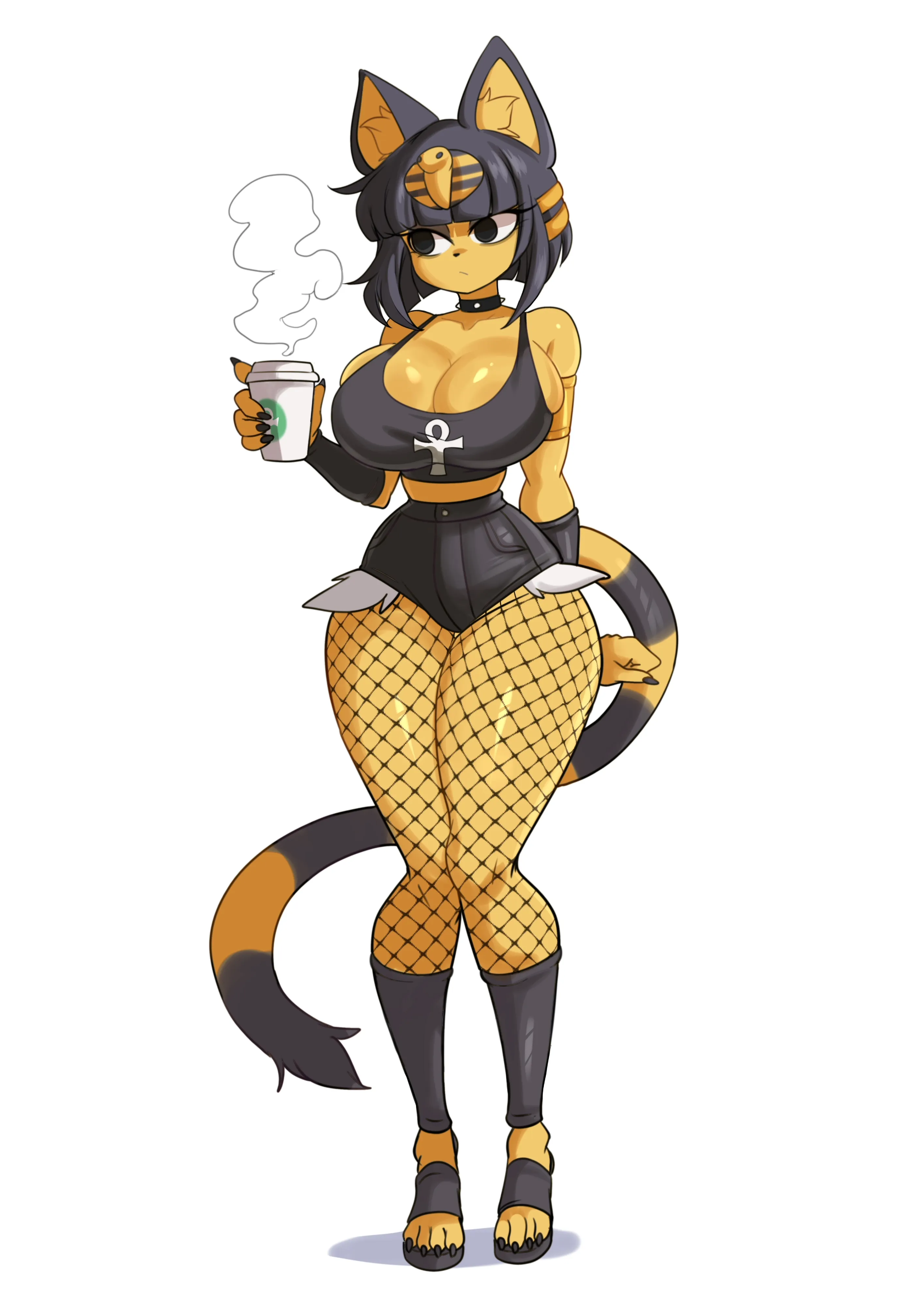 animal crossing, ankha, big ass, big breasts, bikini, blue hair, breasts, bubble butt, cat ears, cat tail, female, furry, huge ass, huge breasts, lucyfercomic, nails, tagme, thick thighs, wide hips