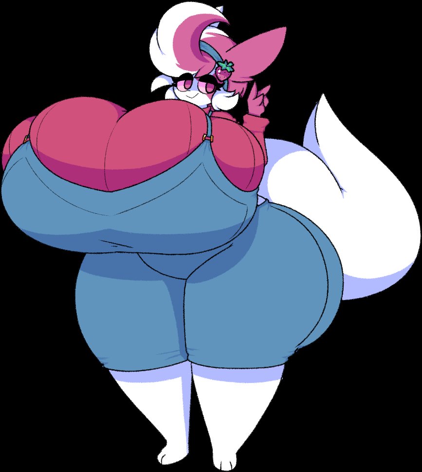 1girls anthro ass big_ass big_breasts breasts breasts_bigger_than_head dewbber fluffy_tail furry game_freak hyper hyper_breasts large_ass large_breasts nintendo overalls pokemon pokemon_(species) purple_eyes purple_hair solo strawberry sweater thick_thighs white_hair zangoose