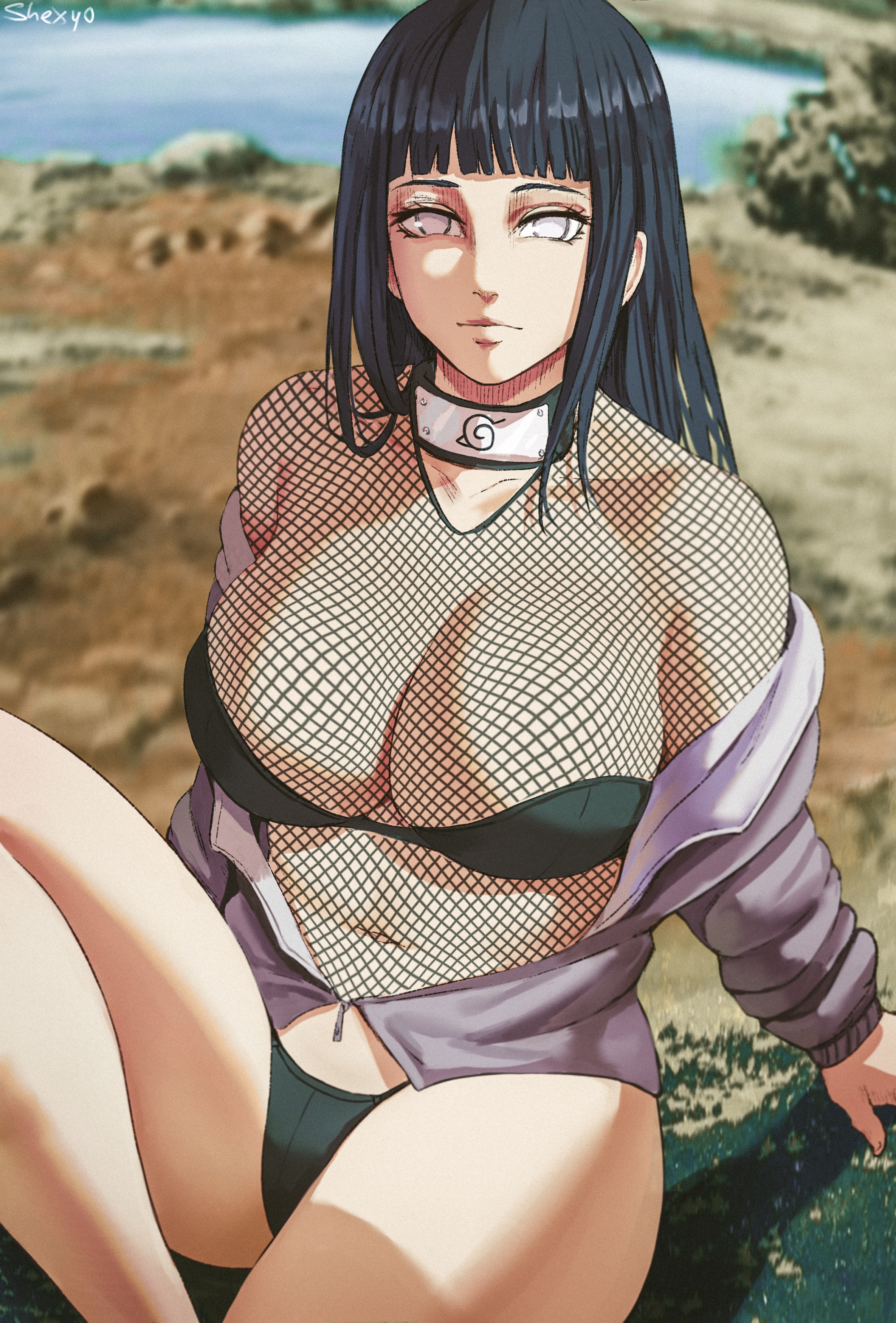 1girls, alternate breast size, big breasts, black hair, black-haired female, breasts, female, female focus, female only, highres, huge breasts, hyuuga hinata, large breasts, naruto, naruto (series), shexyo, shounen jump, solo, solo female, solo focus