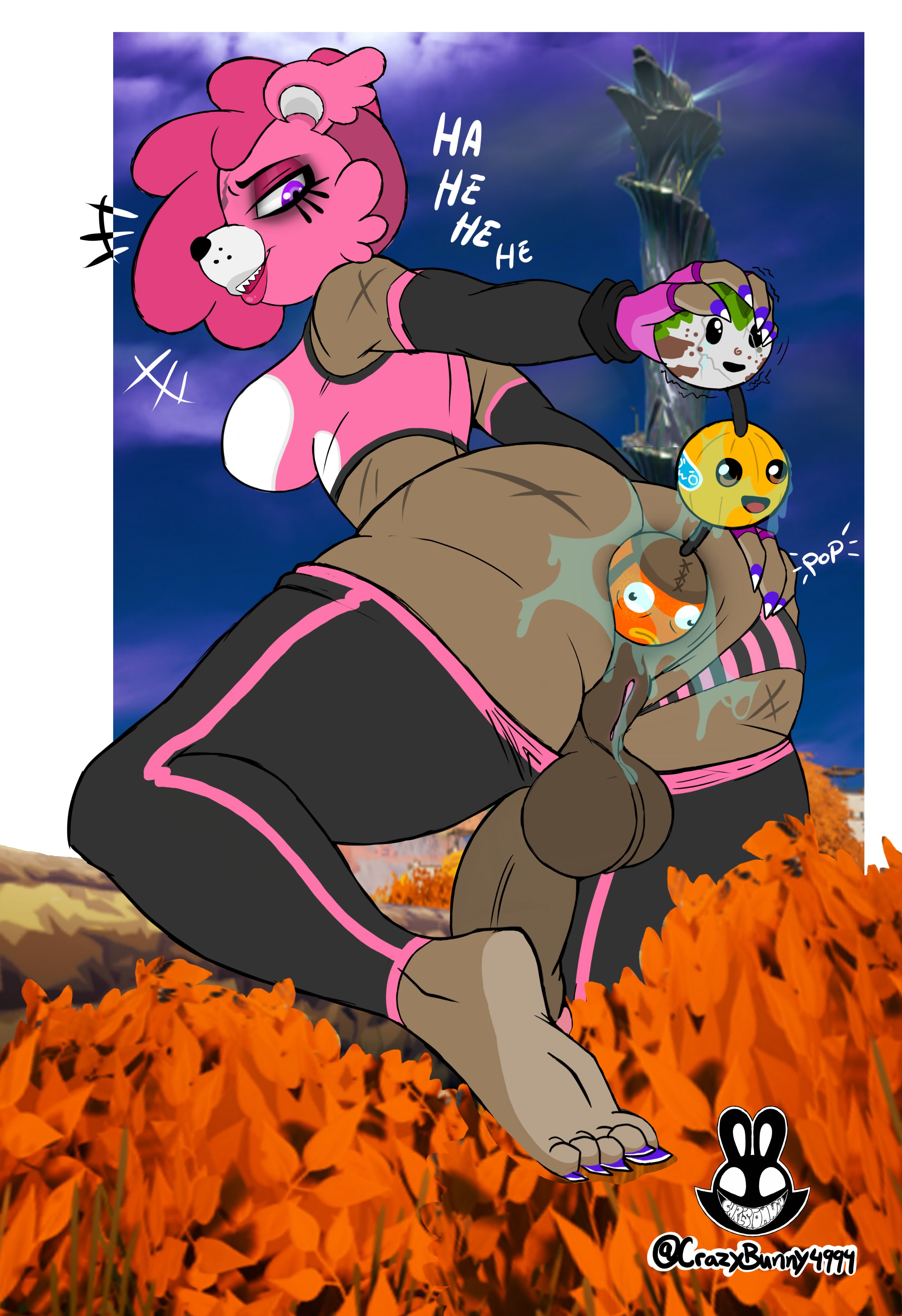 1futa, anal, anal beads, anal juice, anal masturbation, anthro, barefoot, christomwow, cuddle team leader, dark skin, dark-skinned futa, eyelashes, fingerless gloves, fingernails, fortnite, full-package futa, furry, futanari, intersex, multicolored nails, nail polish, pink fur, pink hair, purple eyes, purple nails, pussy, pussy juice, scar, sex toy, sharp teeth, tagme, toenail polish, toenails, white nails