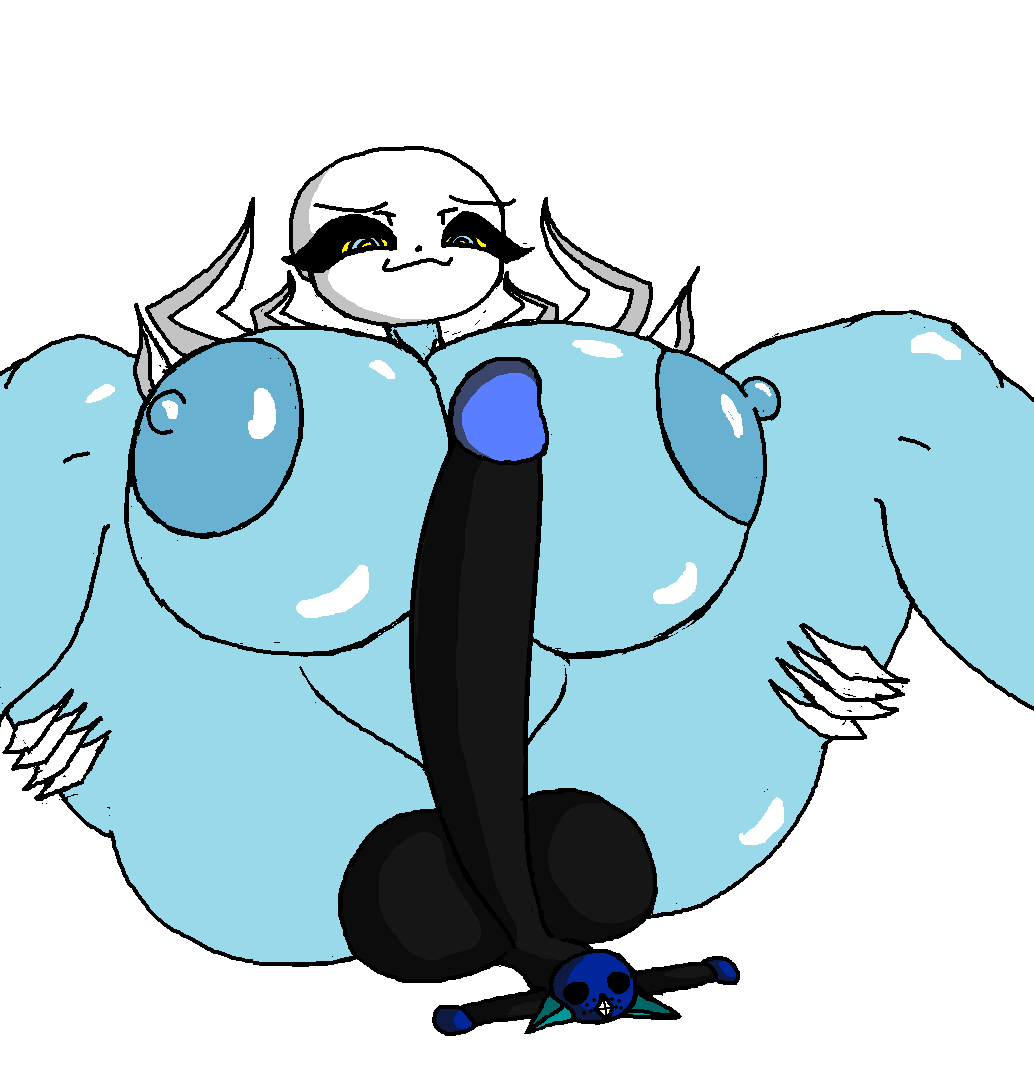 1boy 1girls bald_female giantess hyper hyper_ass hyper_breasts hyper_penis rule_63 sans small_but_hung the_absolute underswap_sans undertale