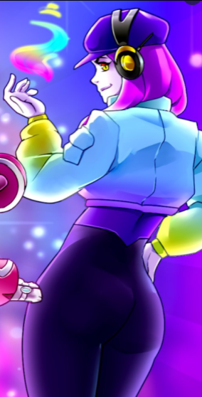 1girls ass ass_focus back_view backwards blue_jacket blue_sleeves cap clothed clothing cropped female female_only fey_yoshida hand_on_hip hat headphones jacket leggings long_hair long_sleeves looking_to_the_side metaverse_champions multicolored_sleeves pink_hair promotional_art purple_cap purple_clothing purple_hat purple_legwear purple_pants roblox robloxian short_jacket showing_ass sleeves smile solo solo_female standing thighs white_skin yellow_eyes yellow_sleeves