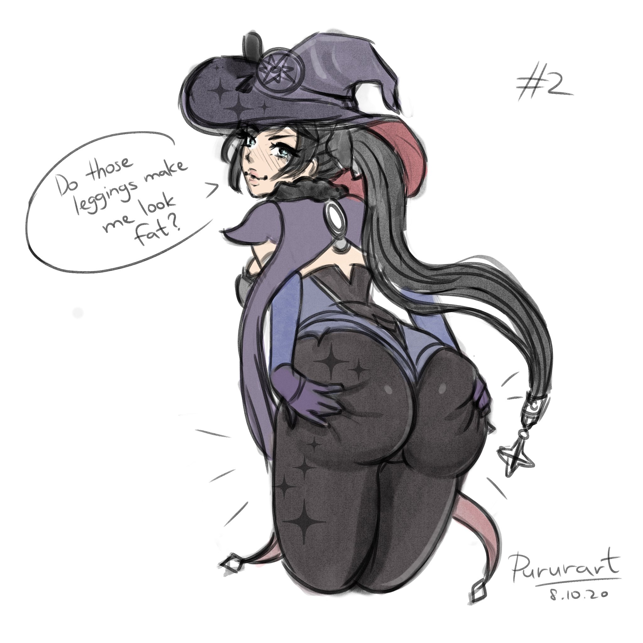 1girls, ass, big ass, female, genshin impact, mona (genshin impact), pururart, tagme
