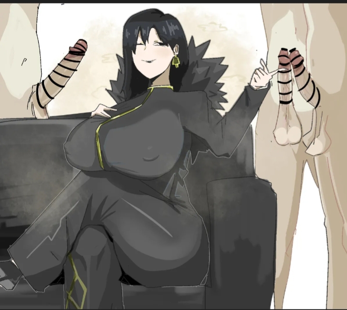 1female, 1girls, 3boys, 3males, anonymous male, big penis, binah, female, female focus, library of ruina, lobotomy corporation, looking at another, looking at penis, notafishe, penile, penis, project moon, tagme, thick, thick ass, thick hips, thick legs, thick penis, thick thighs, thighs, touching penis