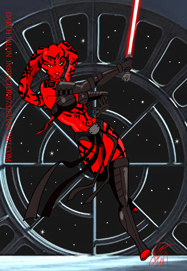 1girls breasts cleavage clothed clothing curvy darth_talon detailed_background female_focus female_only inspector97 looking_at_viewer medium_breasts pose revealing_clothes smile solo star_wars twi'lek wide_hips yellow_eyes