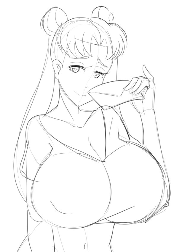 1girls bishoujo_senshi_sailor_moon clothing female female_only large_breasts love_letter rexcrash64 shy sketch solo solo_female tagme usagi_tsukino