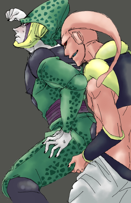 2boys cell_(dragon_ball) dragon_ball dragon_ball_z gay majin_buu male male_only perfect_cell smooth_skin super_buu tagme yaoi