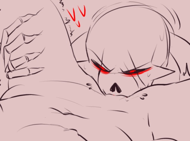 1boy 1girls breasts cunnilingus eating_out looking_at_viewer papyrus pov pov_eye_contact underfell underfell_papyrus undertale undertale_au