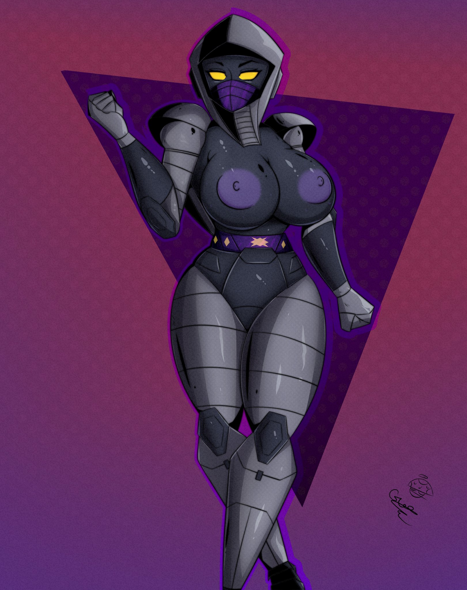 1girls, alien, alien girl, areola, areolae, bedroom eyes, big areola, big breasts, big nipples, breasts, busty, cleavage, eyebrows, eyelashes, female, female only, half-closed eyes, hips, huge breasts, large breasts, looking at viewer, machine, mask, nightbird, nightbird (transformers), nipples, pose, posing, purple nipples, robot, robot girl, seductive, seductive eyes, seductive look, simple background, solo, solo female, thick, thick legs, thick thighs, thighs, tr yithaz, transformers, transformers g1, voluptuous, watermark, wide hips, yellow eyes