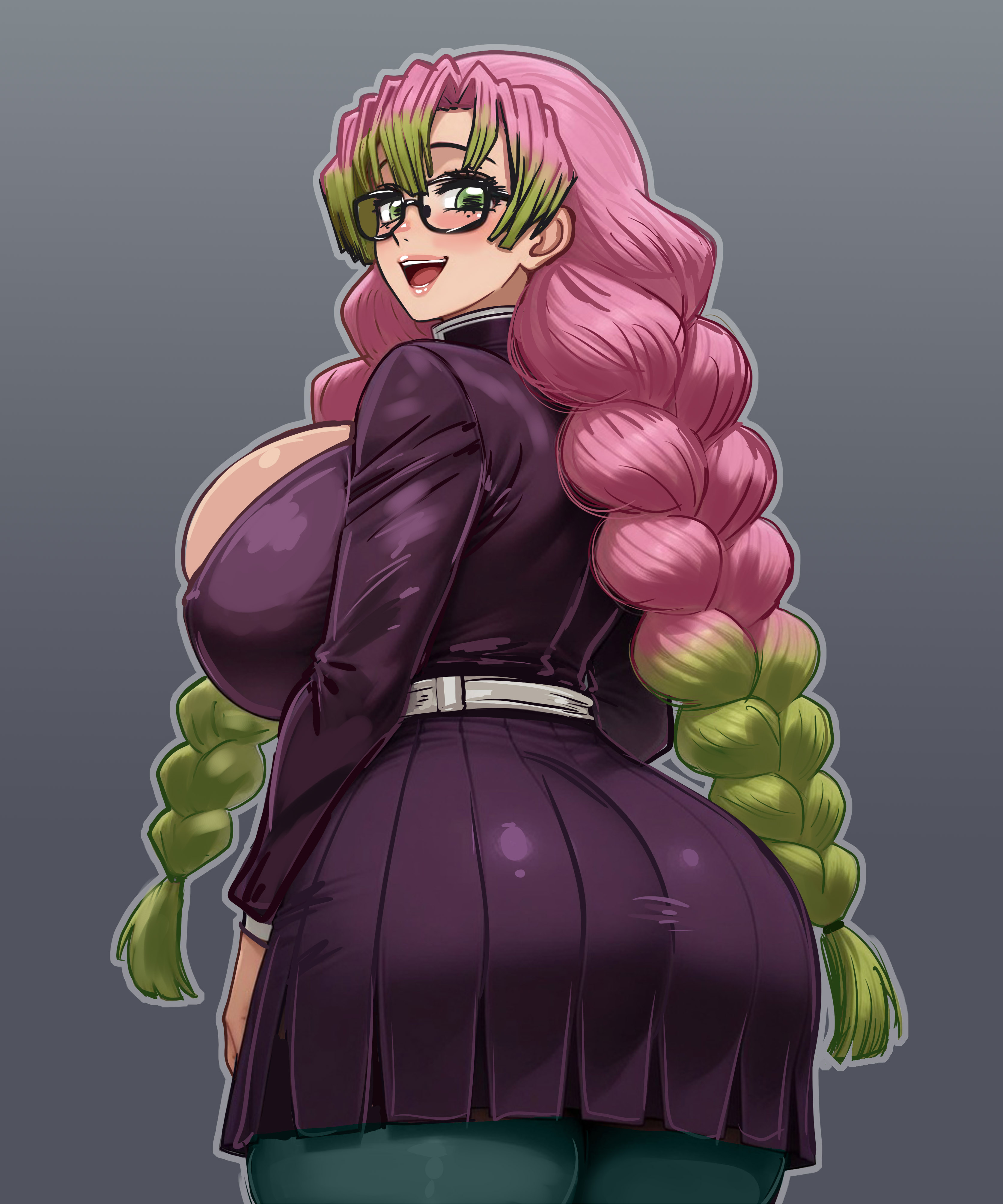 1girls, ai generated, ass, big ass, big breasts, breasts, chubby, chubby female, demon slayer, drawing, fanart, female, huge ass, huge breasts, kimetsu no yaiba, large ass, large breasts, magentapeel, milf, mitsuri kanroji, muscle, muscles, muscular, muscular female, plump, sweat, uniform, voluptuous