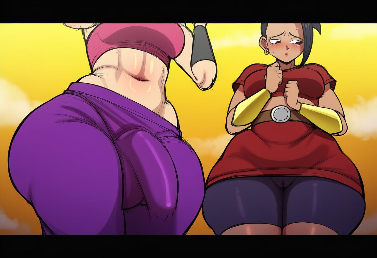 ai generated, caulifla, dark-skinned female, dragon ball, futa on female, futanari, kale, light-skinned futanari