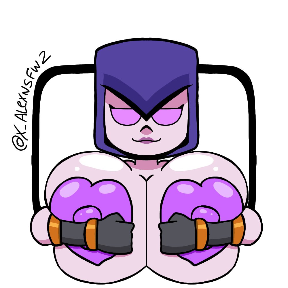 1girls, big breasts, clash (series), clash of clans, clash royale, emoji, female, heart, purple, supercell, tits, witch (clash of clans), witch (clash royale), x alexnsfw2