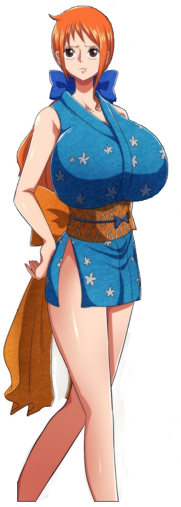 big_breasts female female_only kunoichi nami onami one_piece orange_hair qdoujin tagme tagme_(artist)