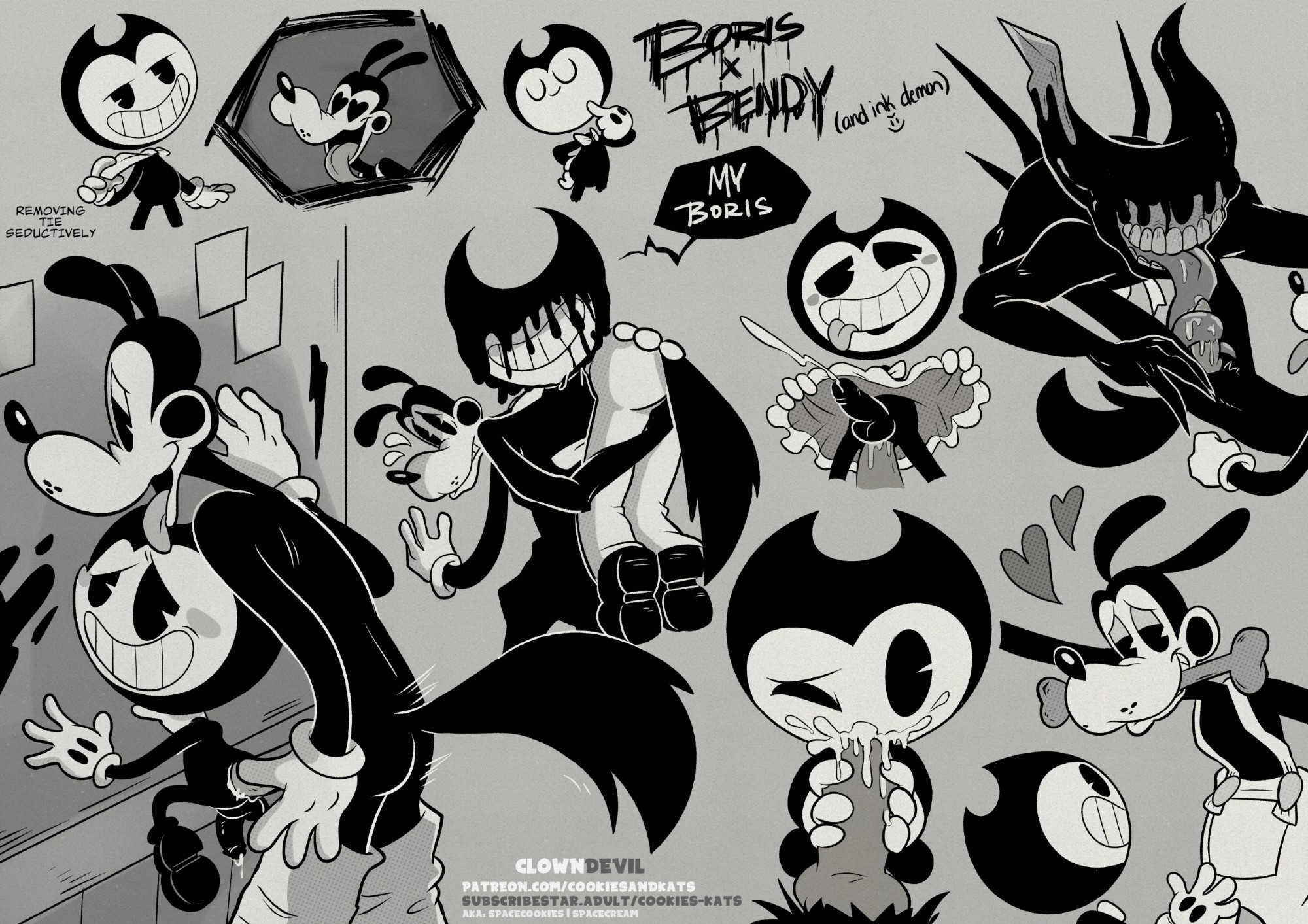 absurd res, anal, anal sex, artist name, ass, bendy, bendy and the dark revival, bendy and the ink machine, bendy the dancing demon, blush, bone, boris the wolf, bowtie, cartoony, clowndevil, cum, cum in ass, cum in mouth, cute, demon, faggot, fur, furry, gay, gay sex, genital fluids, gloves, ink demon, ink splatter, knot, knotted penis, lipstick, male, male only, mascot horror, monster, overalls, penis, penis size difference, sex, shoes, size difference, smile, tagme, tap shoes, tounge, tounge on cock, tutu, wolf, wolf tail