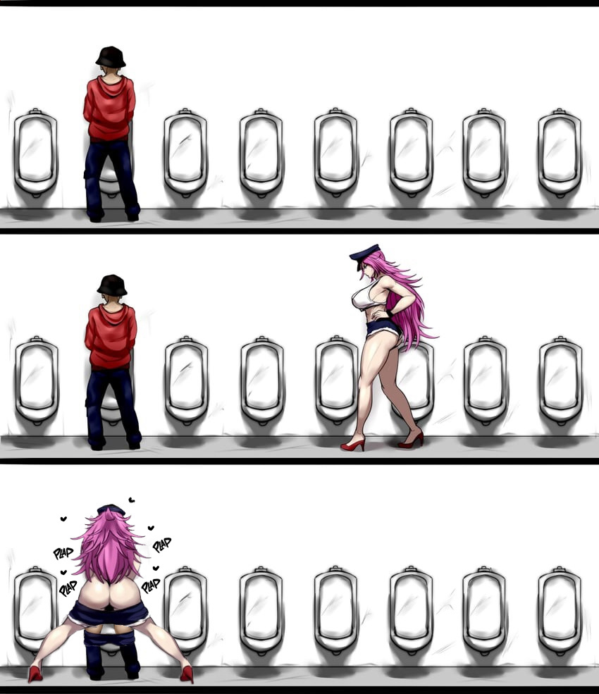1boy, 1dickgirl, 1futa, anal, anal sex, canon futa, dickgirl, final fight, futa on male, futanari, meme, meme reference, newhalf, nofuture, plap (sound), poison (final fight), public restroom, rape, raped by futa, street fighter, trans woman, transfem, urinal
