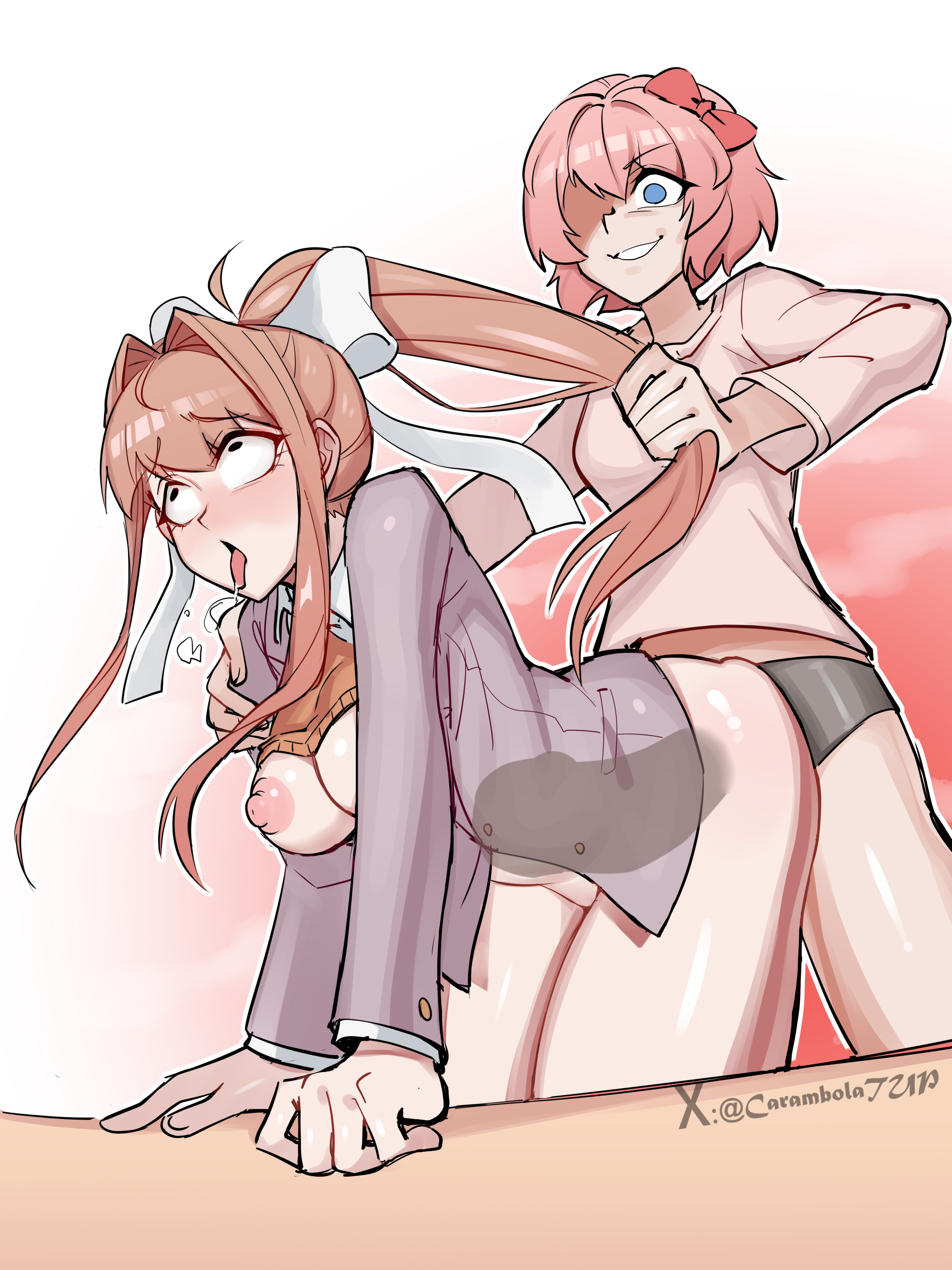 2girls, ahe gao, ambiguous penetration, ass, big ass, breasts, breasts out, bubble ass, carambolatup, doggy style, doggy style position, doki doki literature club, dominant, dominant female, domination, dommy mommy, fat ass, femdom, femsub, fucked from behind, fucked into submission, fucked senseless, fucked silly, huge cock, inside, inside view, lesbian couple, lesbian domination, lesbian focus, lesbian sex, medium breasts, monika (doki doki literature club), orgasm, orgasm face, penetration, penis, penis in pussy, pleasure, pleasure face, pleasured, sayori (doki doki literature club), strap-on, strapon, submission, submissive, submissive female, thick thighs, tits out, tongue, tongue out, wide hips, x-ray, yuri