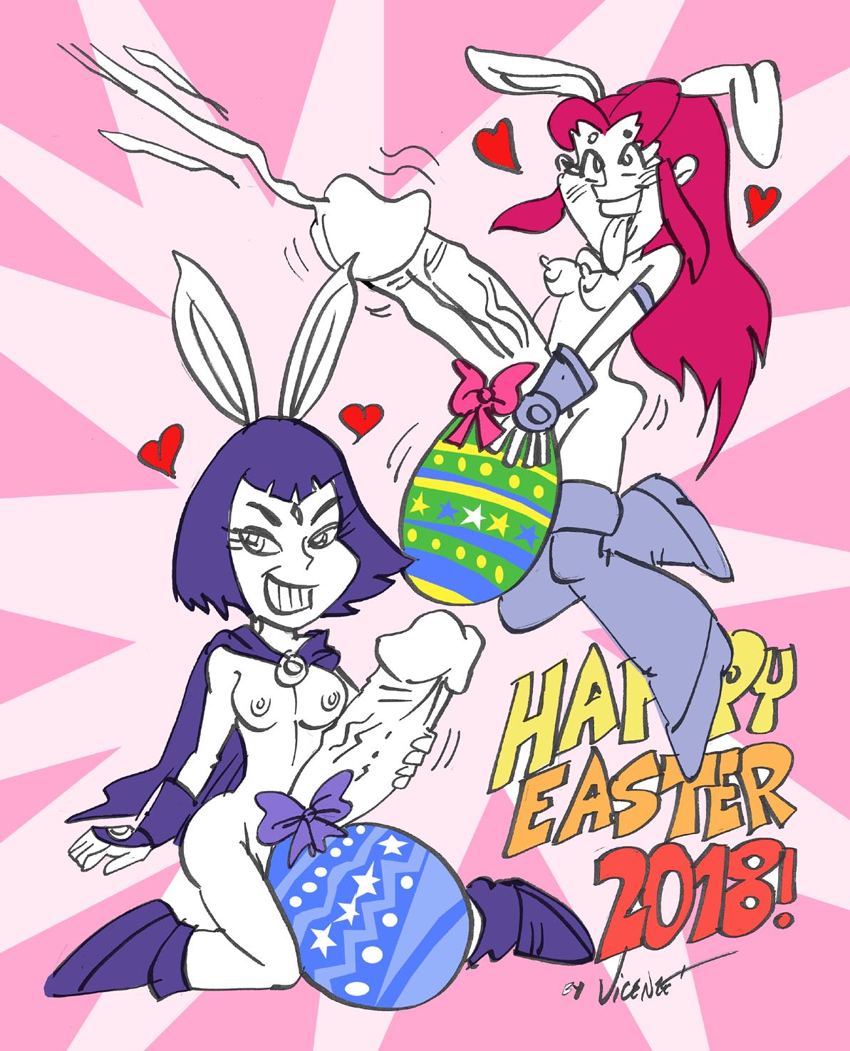 bunny_ears cum cumshot dc dc_comics easter easter_balls futa_only futanari intersex intersex_only penis rachel_roth raven_(dc) starfire teen_titans testicles veiny_penis vicente