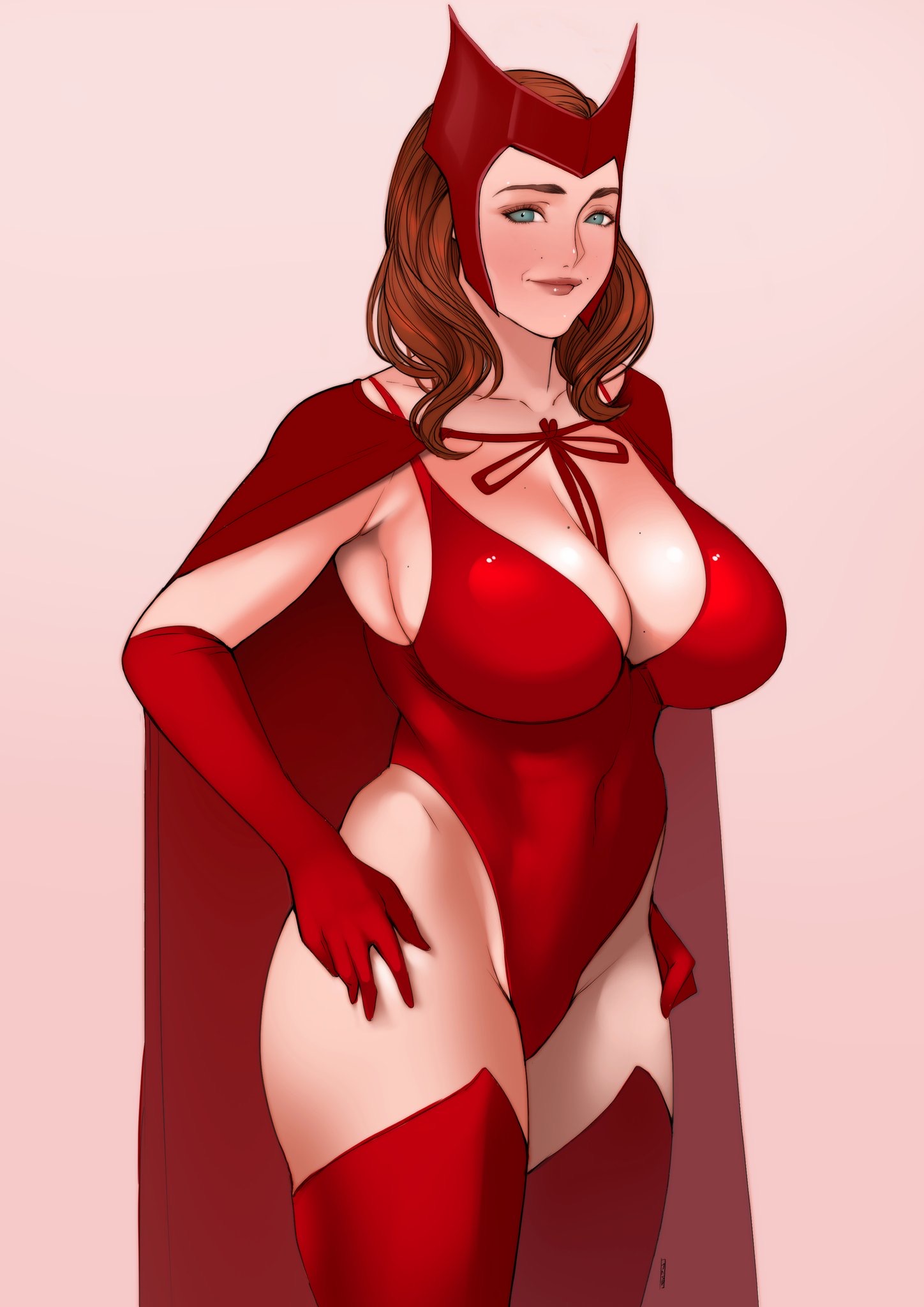 big breasts, breasts, brown hair, elizabeth olsen, female, jnsdh, marvel, marvel comics, milf, scarlet witch, thick thighs, wanda maximoff, wide hips
