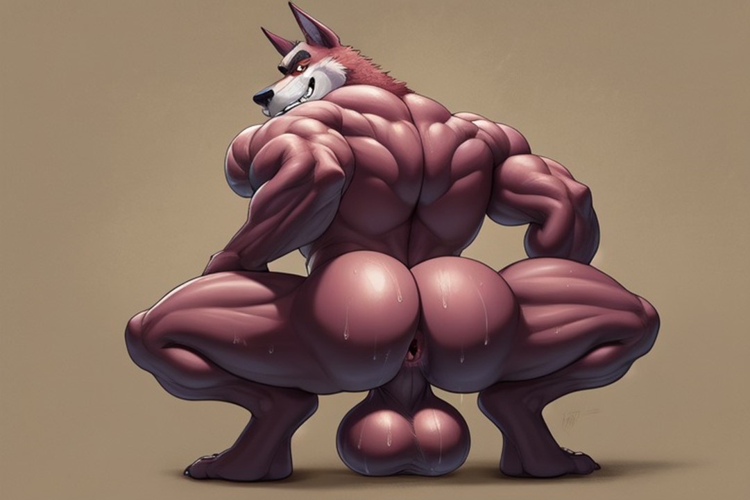 1boy ai_generated anthro anthro_only anus anus_focus anus_open ass ass_focus balls ballsack big_ass big_ass_(male) big_balls black_nose body_fur broly_culo ear frosting.ai furry furry_ass furry_balls furry_ears furry_male furry_only hand_on_knees knees_up looking_at_viewer male male_only muscular muscular_anthro muscular_male presenting presenting_anus presenting_ass presenting_balls red_body red_fur red_hair seductive_look seductive_smile self_upload solo solo_anthro solo_focus solo_male sweating wolf wolf_ears