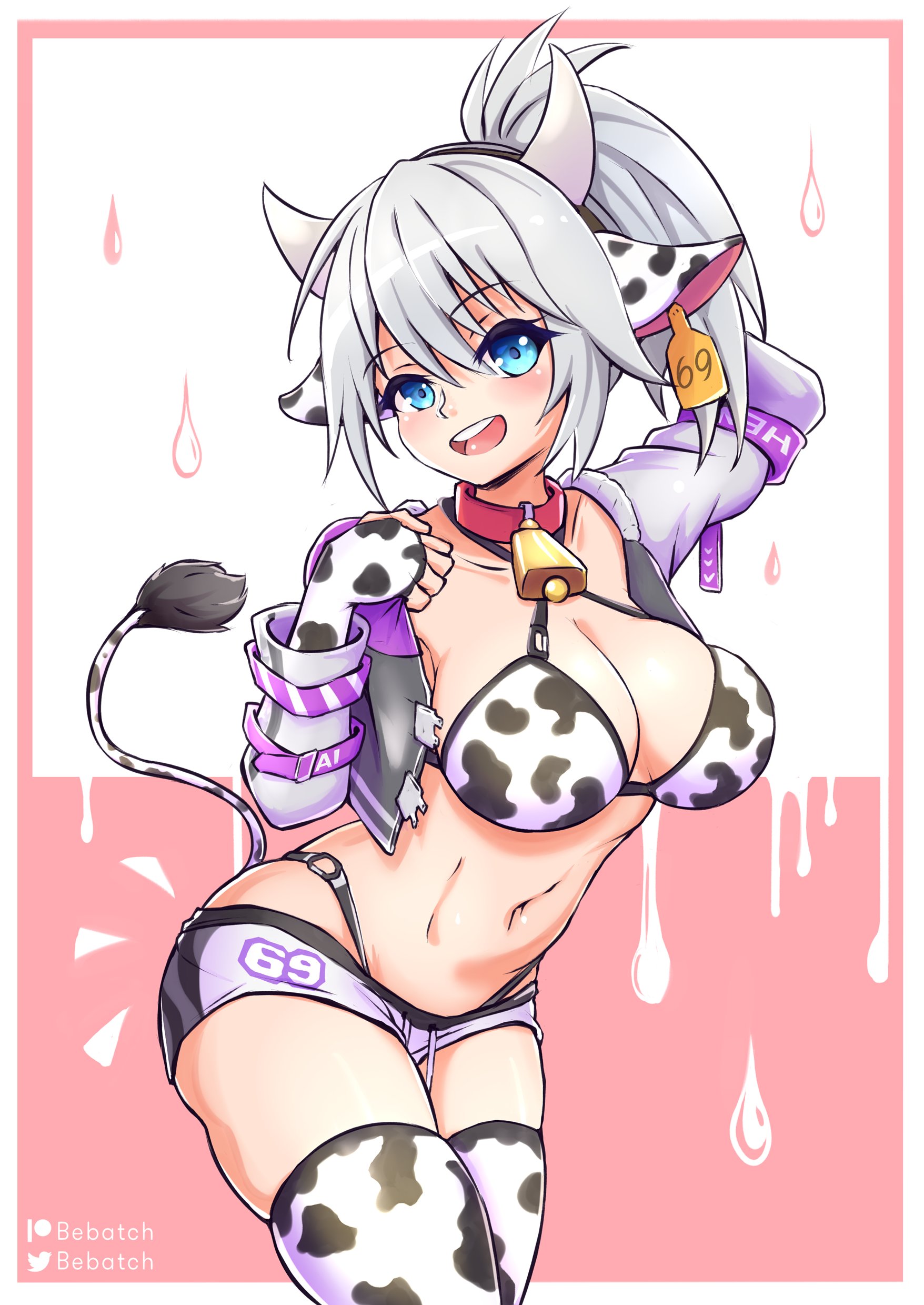 bebatch, breasts, cow girl, cowbell, female, large breasts, melody (projektmelody), projektmelody, virtual youtuber, vshojo
