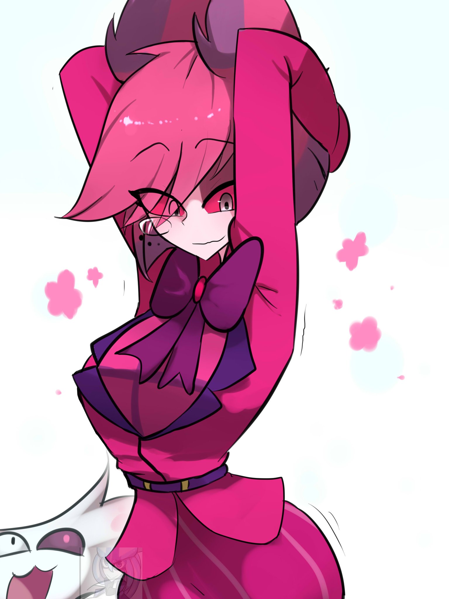 1girls, alastor (hazbin hotel), angel dust (hazbin hotel), big breasts, clothed female, female, female alastor, female focus, feminine male, fully clothed, hazbin hotel, male, rule 63, smooth skin, solo focus, tagme, thick hips, usagi star, vivienne medrano