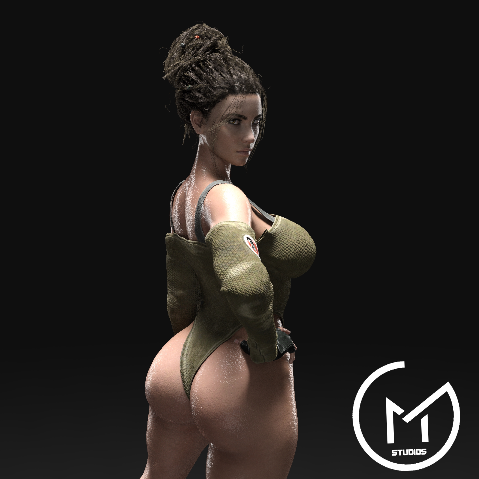 1girls, 3d, ass, big ass, big butt, cd projekt red, cyberpunk, cyberpunk 2077, female, female only, gm studios, hair bun, hairbun, leotard, no eyewear, panam palmer, sci-fi, science fiction, scifi, solo, solo female, tagme, thick thighs