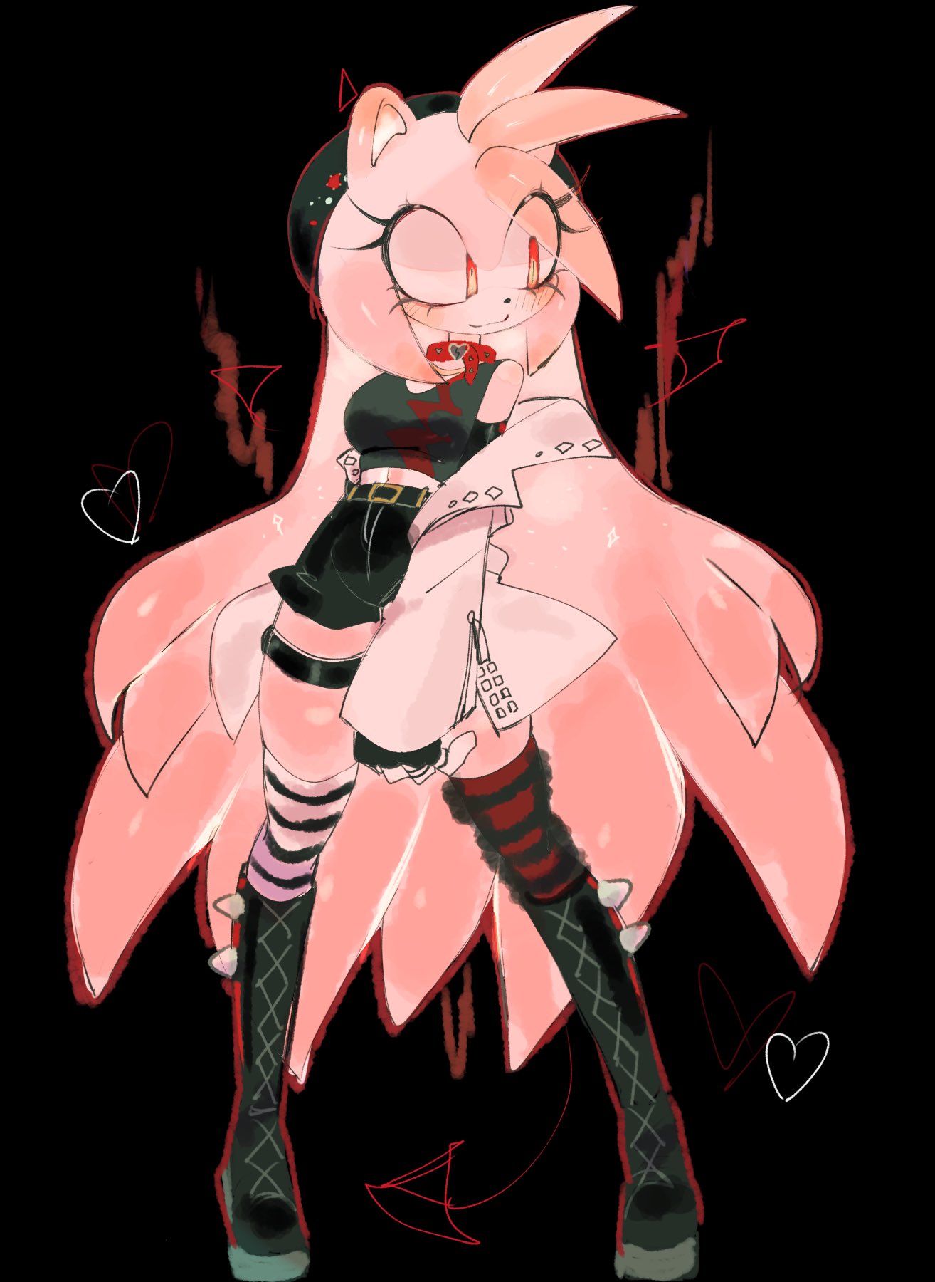 amy rose, female, goth, goth amy, goth girl, pink hair, red eyes, sega, sonic (series), usa37107692