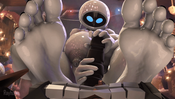 barefoot, black toenails, eve (wall-e), feet, female, foot fetish, foot focus, male, penis, rayhuma, soles, tagme, toes, toes scrunch, wall-e, wall-e (character)
