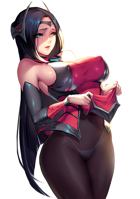 big breasts, breasts, cianyo, cleavage, erect nipples, female, female only, irelia xan, large breasts, league of legends, nipples, panties, solo, tagme